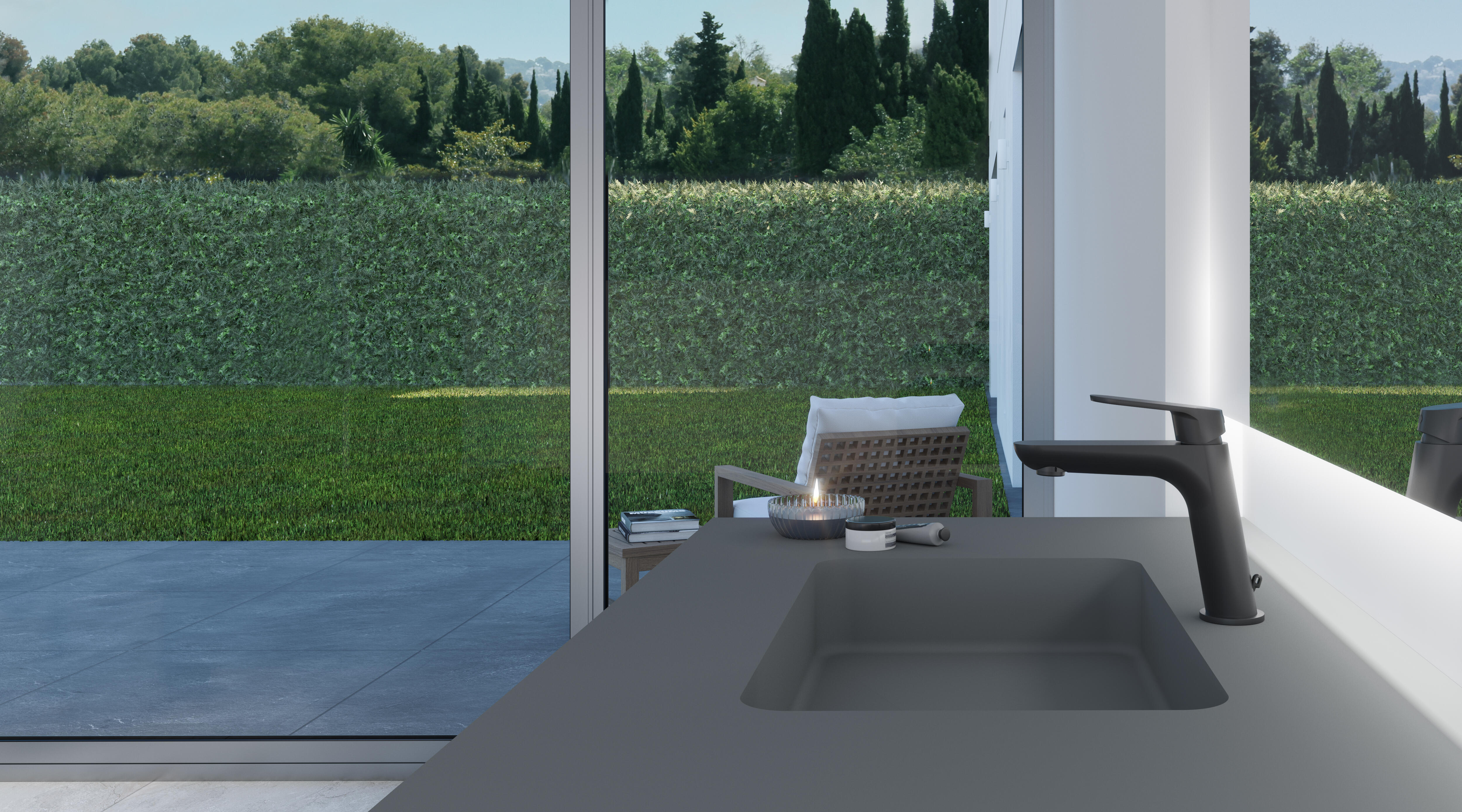 Grifo de lavabo AQG META monomando caño alto negro mate. Antical. Latón - 2