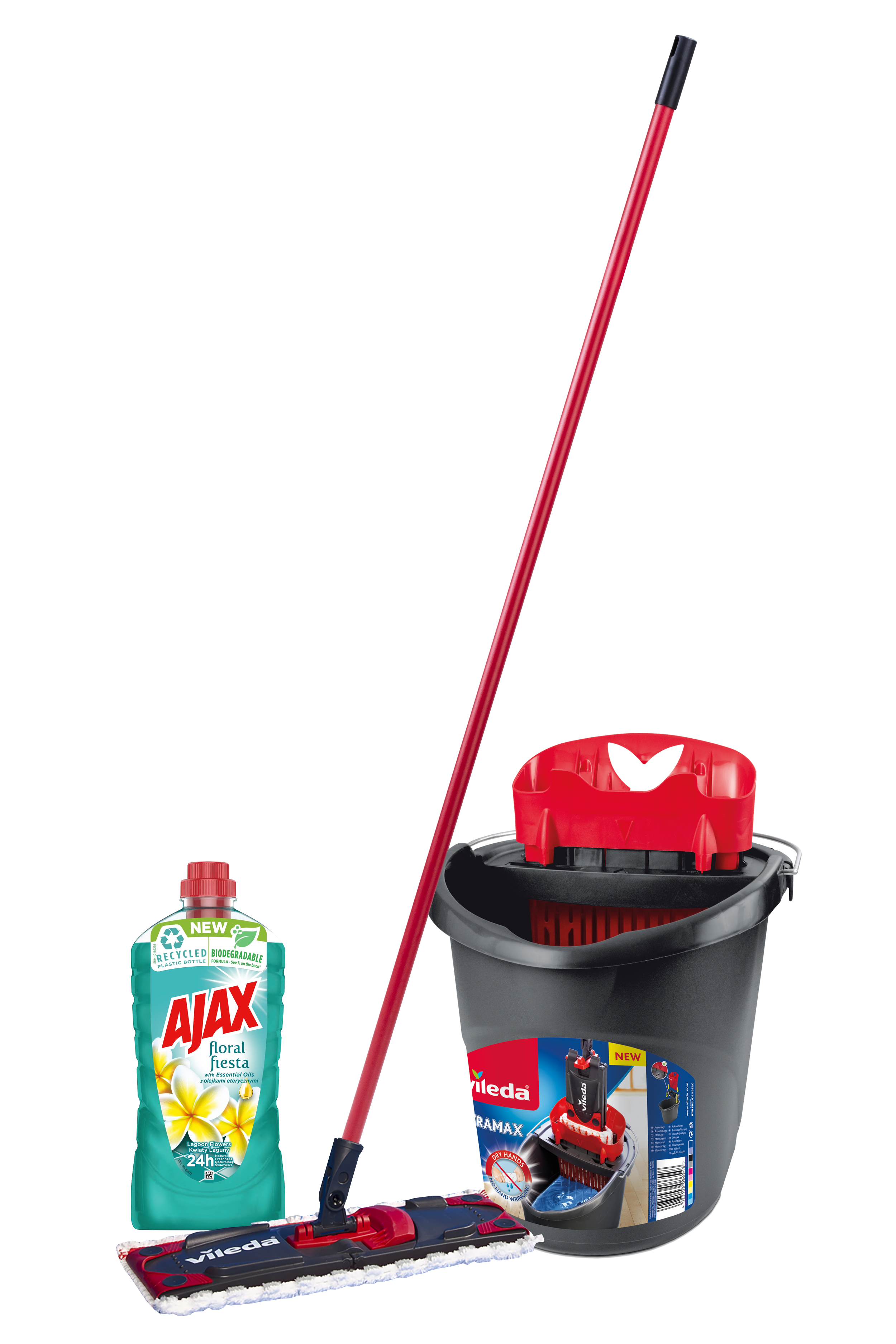 Zestaw do mycia podłóg Ultramax Box VILEDA + płyn Ajax