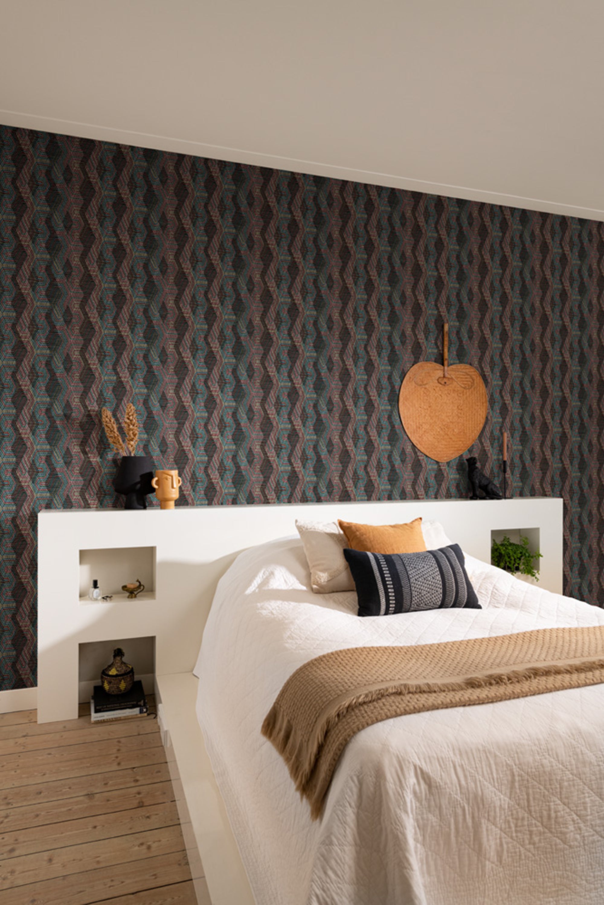 Papel pintado vinilo aplicación cola en pared geométrico kenya 751925 multicolor rasch 53cmx10.05m