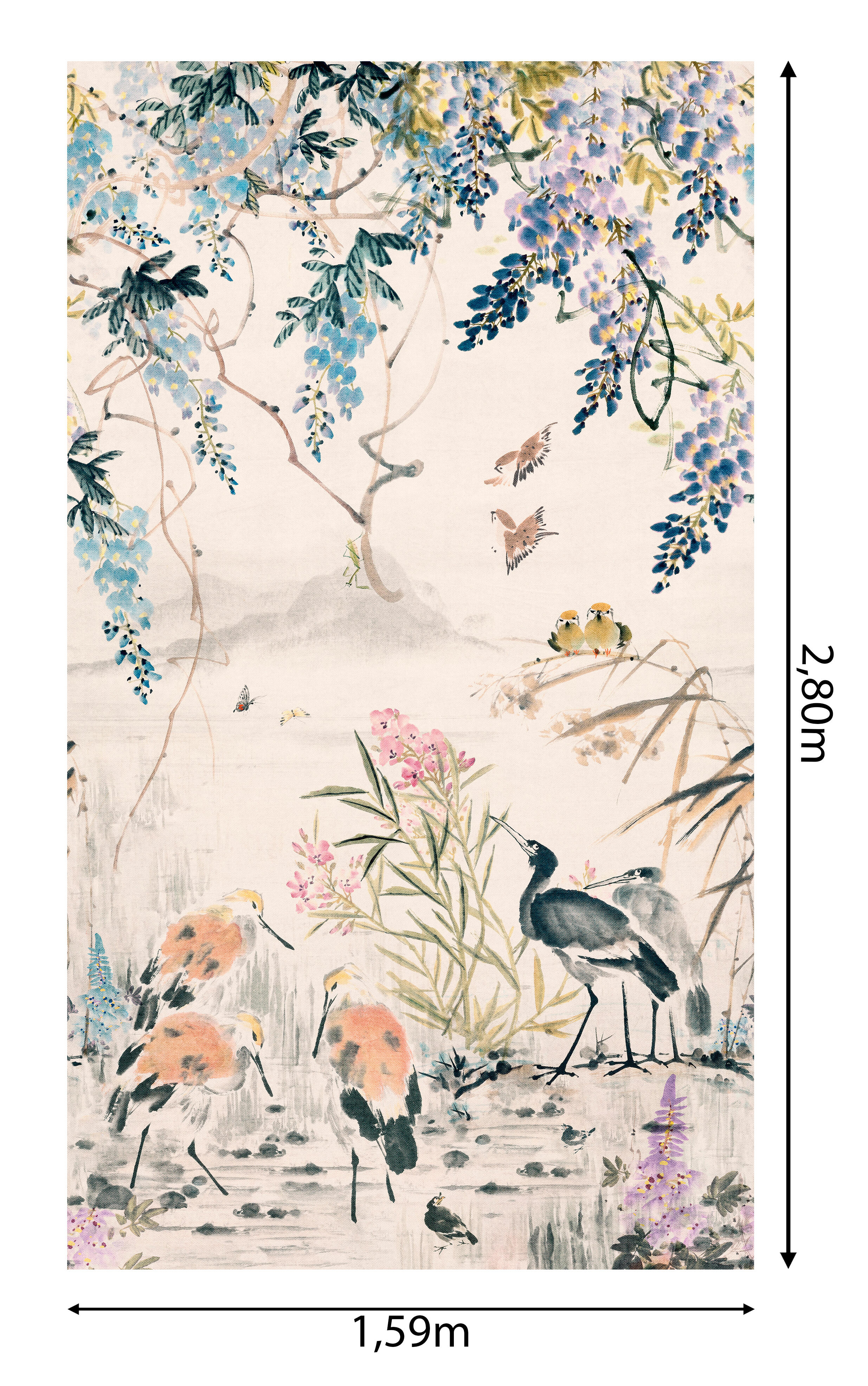 Mural TNT texturado lavable naturaleza jadín japonés azul 159 x 280 cm SAINT HONORE - 2