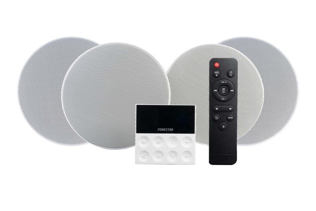 Kit de 4 colunas de som teto amplificador KS-WALL