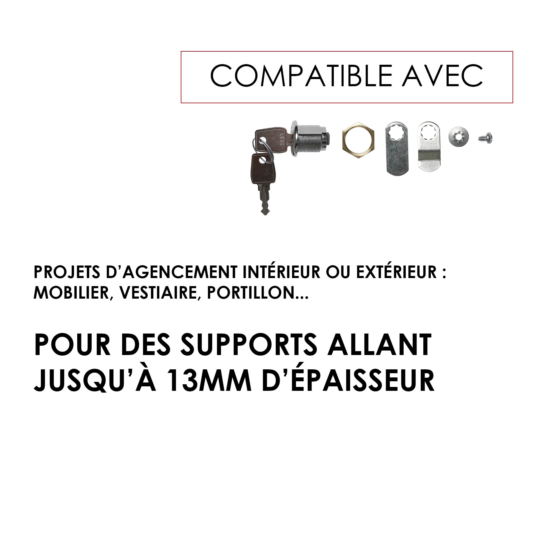 Serrure multi-usages RENZ, H.3 x l.3 x P.4 cm - 4