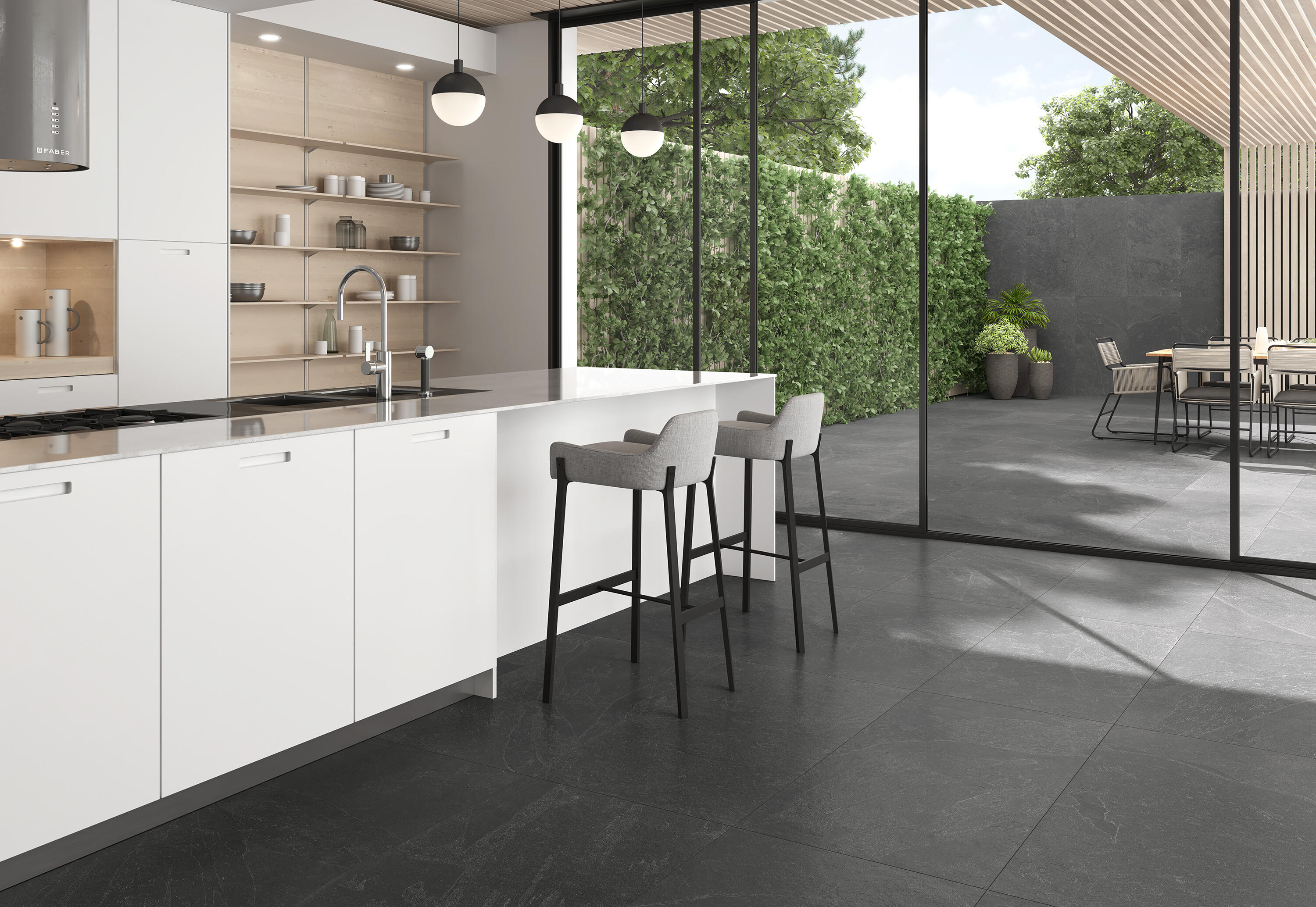 Suelo/azulejo porcelánico slate efecto pizarra anthracite 60x120 cm c1