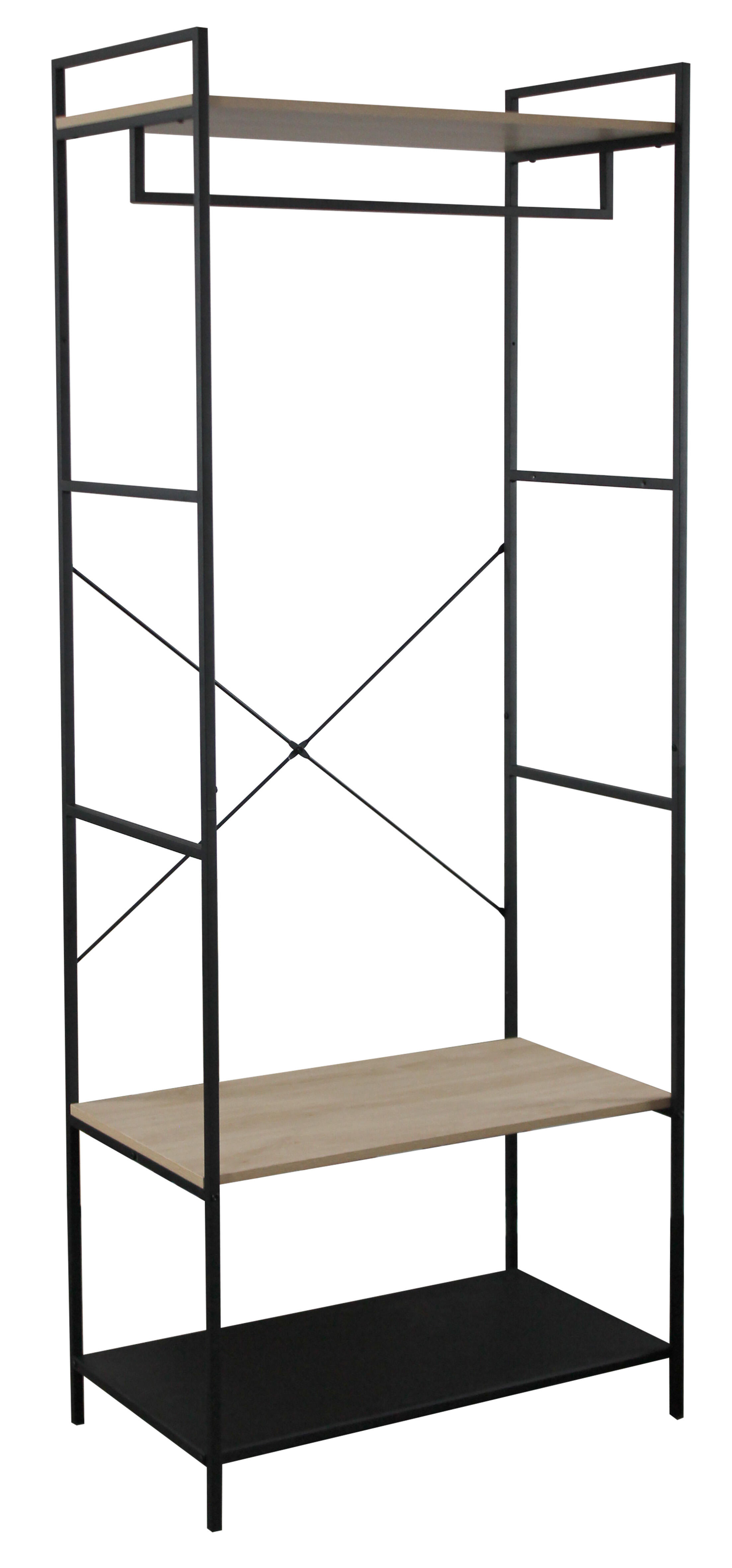 Perchero de metal negro 80x200x45 cm para 25 kg