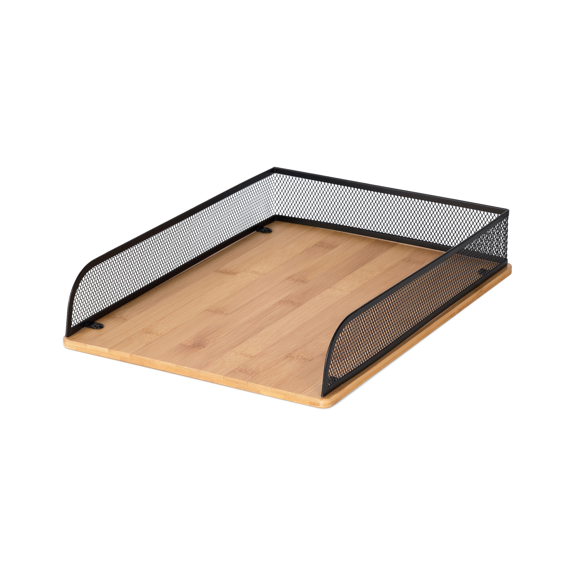 Organizador de escritorio de hierro y madera wayne negro 26x35x6.5 cm