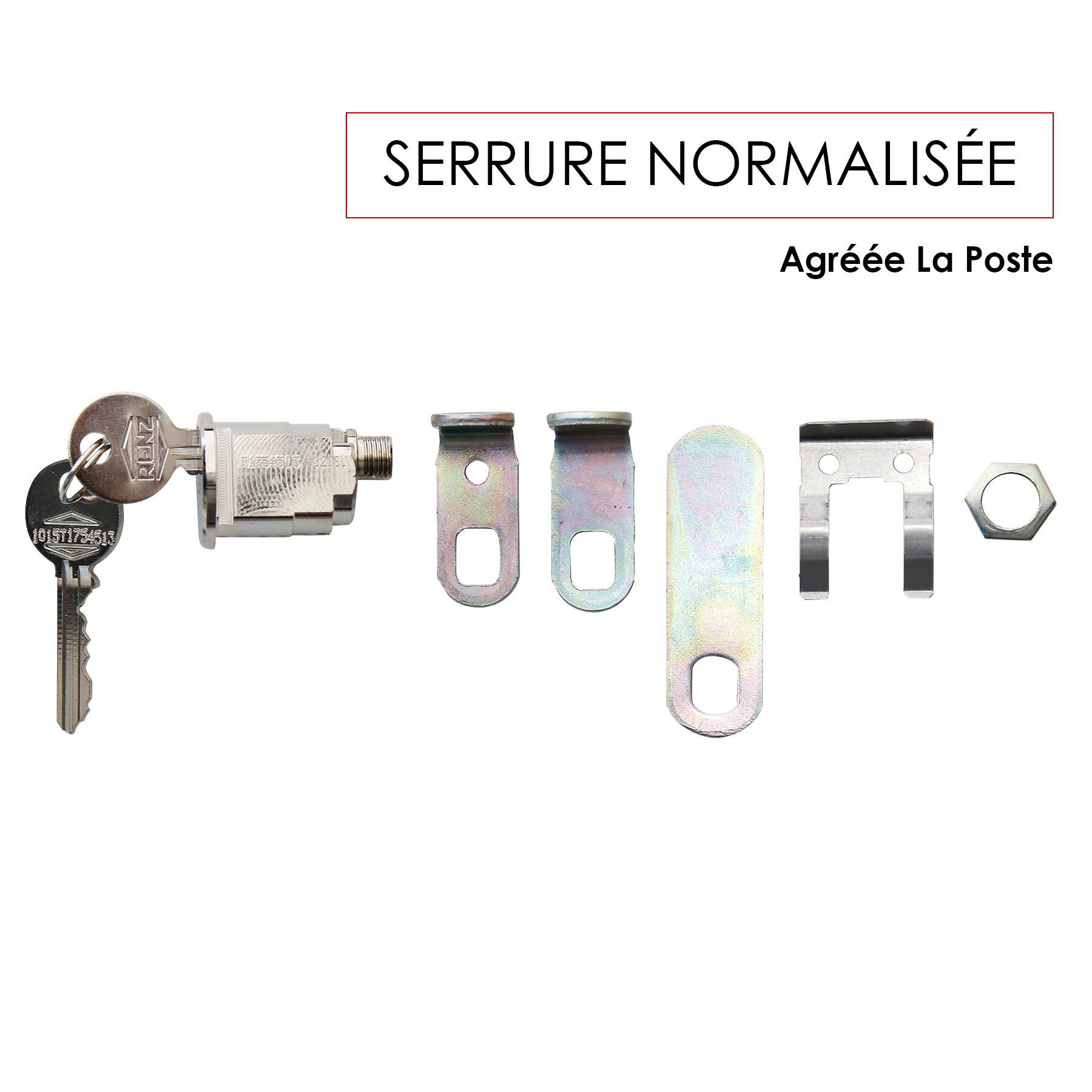 Serrure normalisée La Poste pour boite aux lettres RENZ, gris - 3