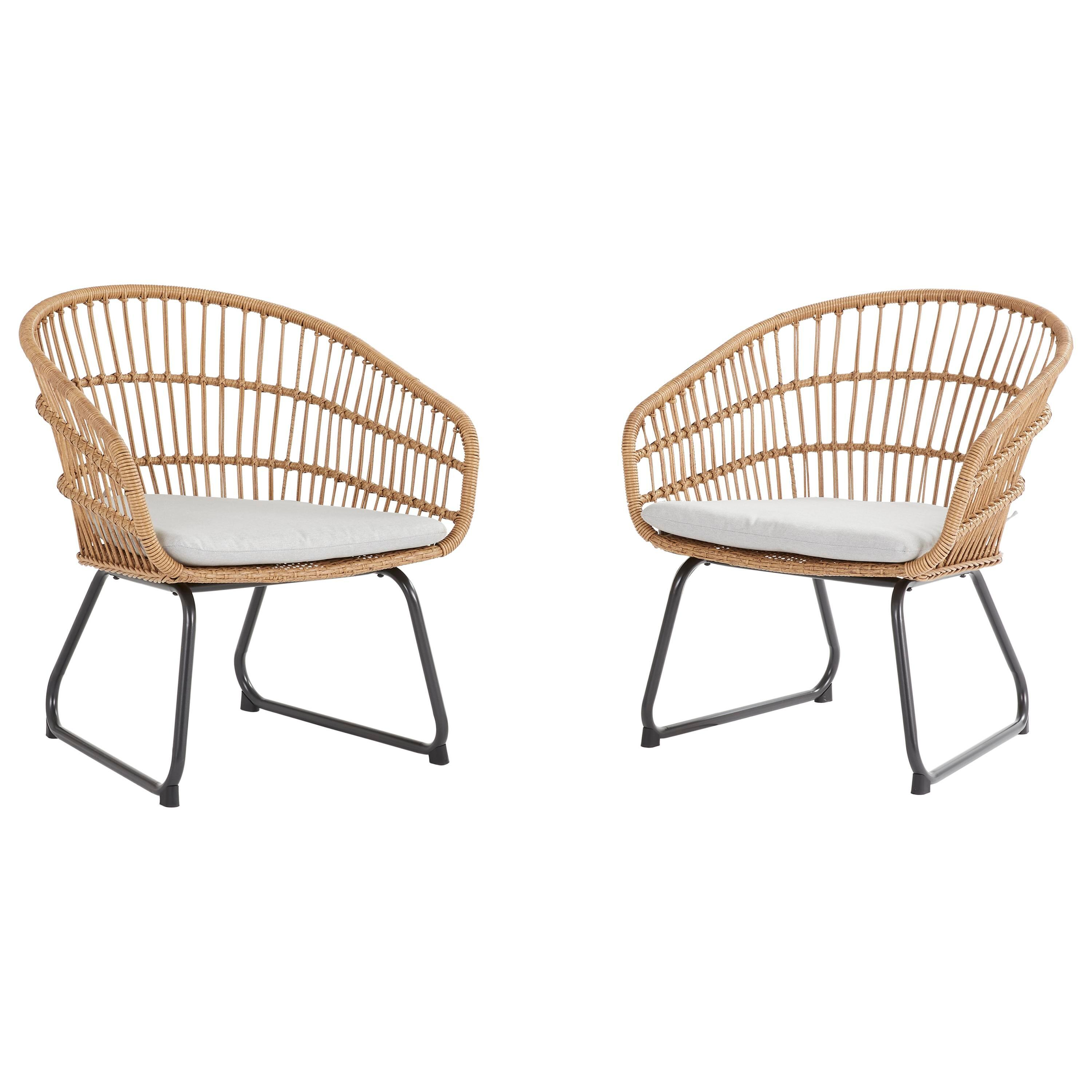 Conjunto 2 cadeiras de rattan com braços bege Timea Naterial - 2