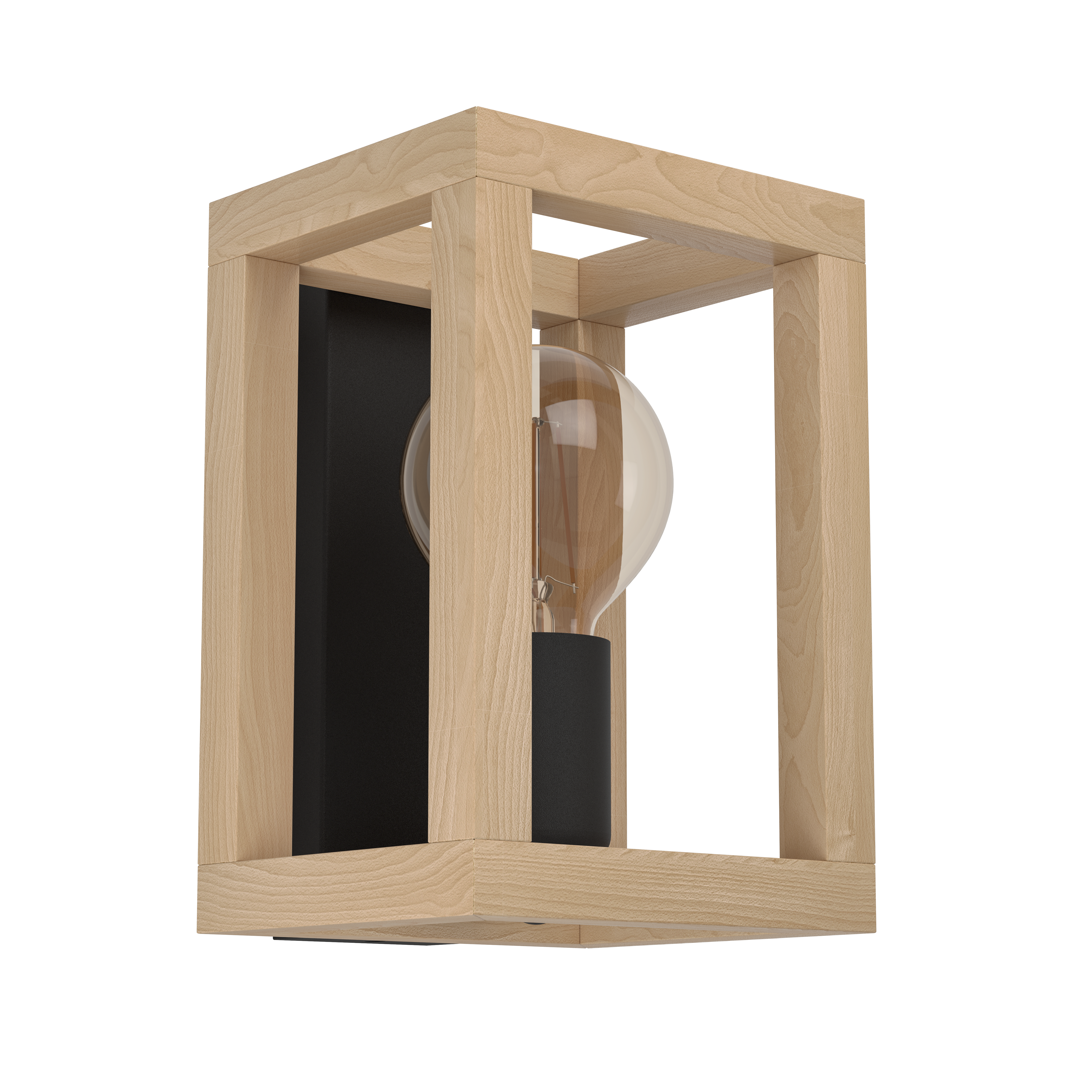 Kinkiet Elgort czarny z drewnem E27 26 cm Inspire - 2