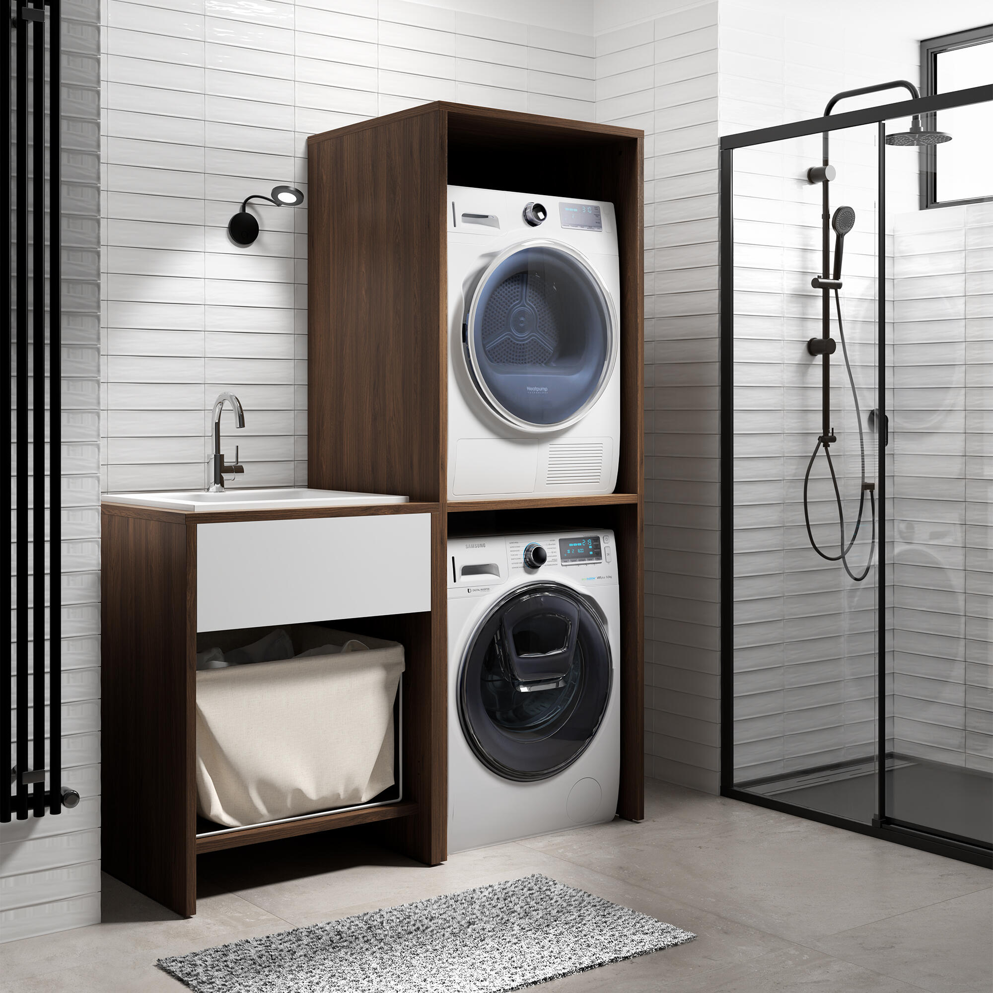 Lavatoio per bucato in resina bianco SENSEA JNKA L 60 x P 53 x Sp 60 cm da interno ed esterno - 4