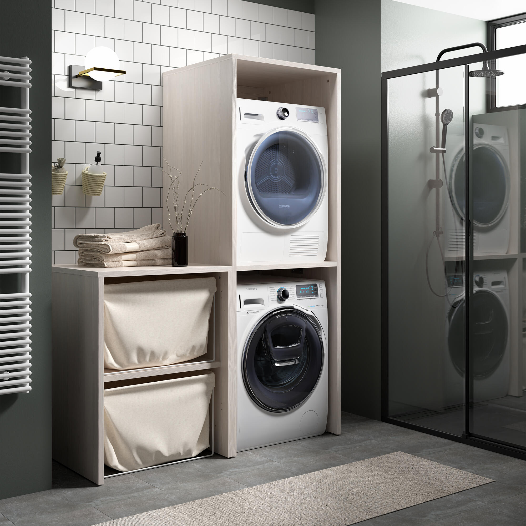 Mobile da bagno da fissare sotto lavabo L 70 x H 92 x P 66 cm bianco SENSEA Jnka - 3