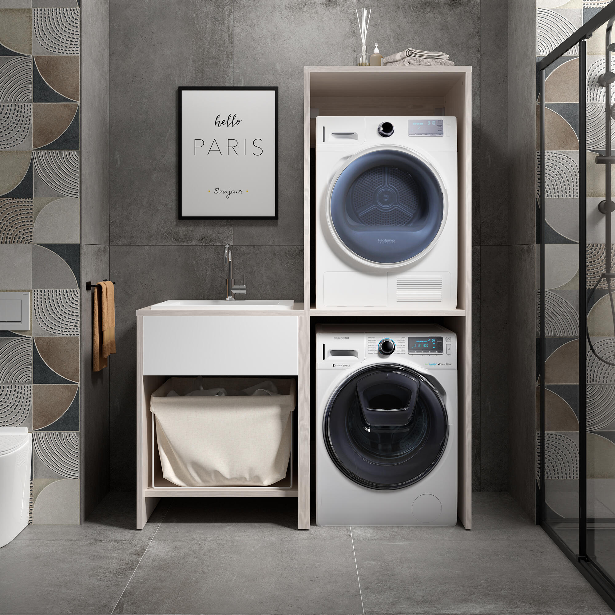 Mobile da bagno da fissare sotto lavabo L 70 x H 92 x P 66 cm bianco SENSEA Jnka - 2