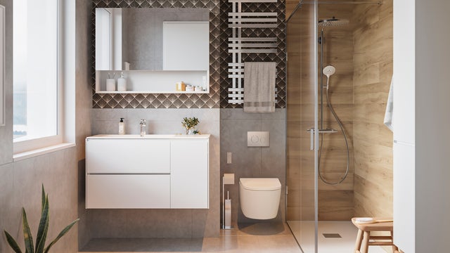 Baño con papel pintado