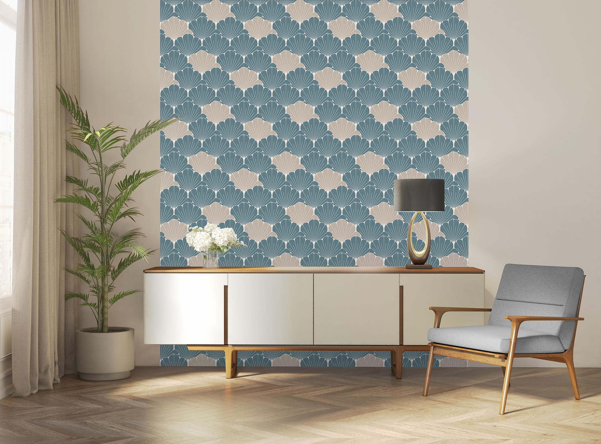 Papier peint intissé Elegance ginko vert | Leroy Merlin