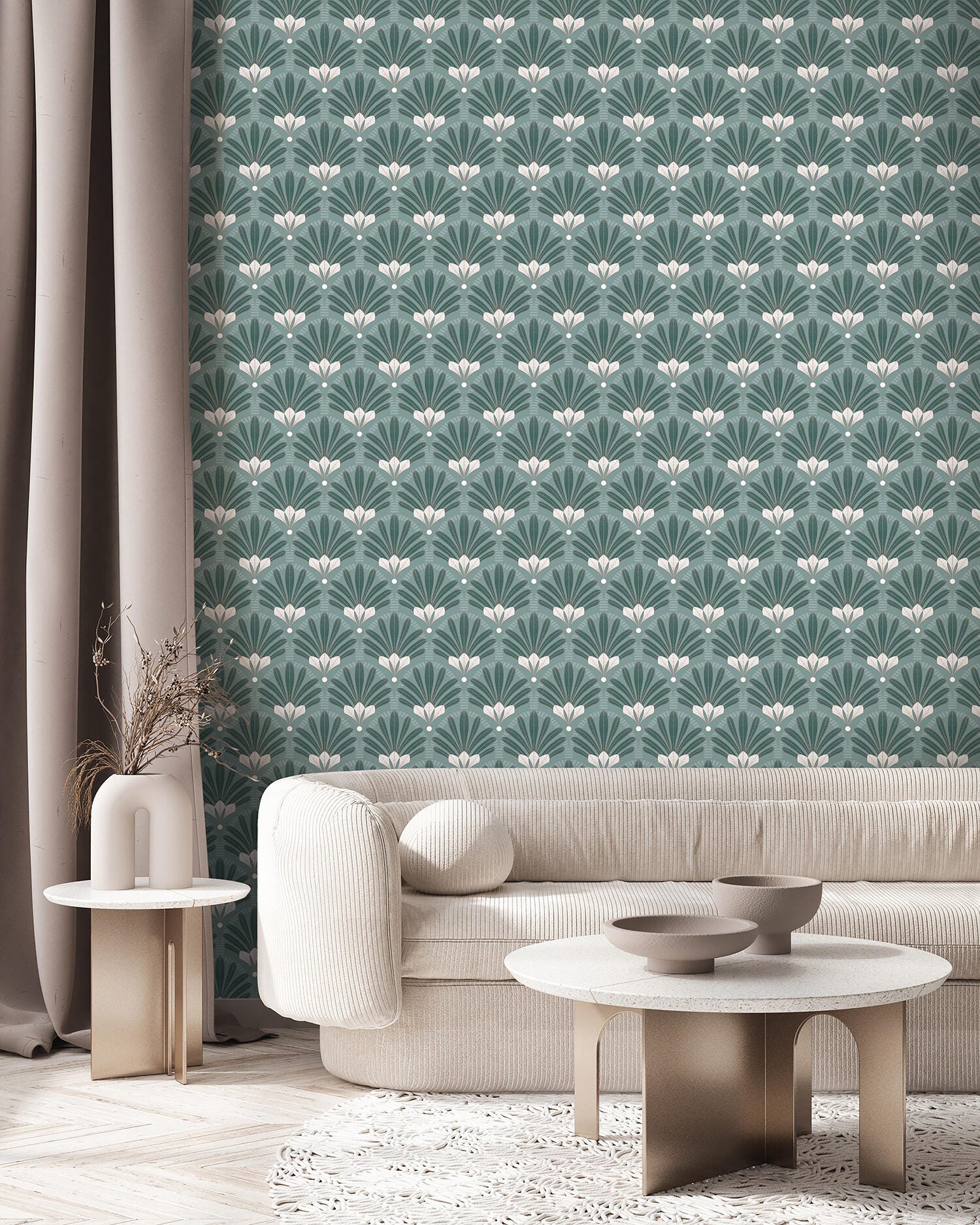 Papier peint intissé Elegance art déco vert | Leroy Merlin