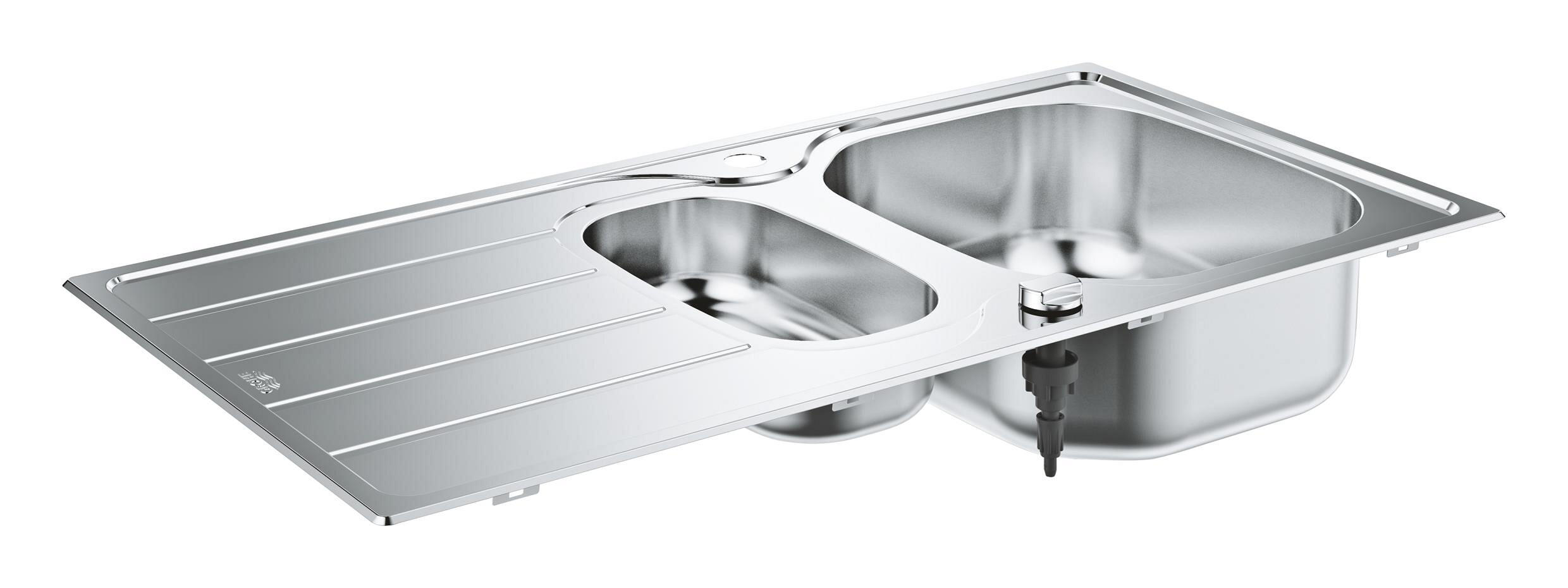 Fregadero 1 seno y medio+escurridor inox rectangular grohe k200 96.5x50cm
