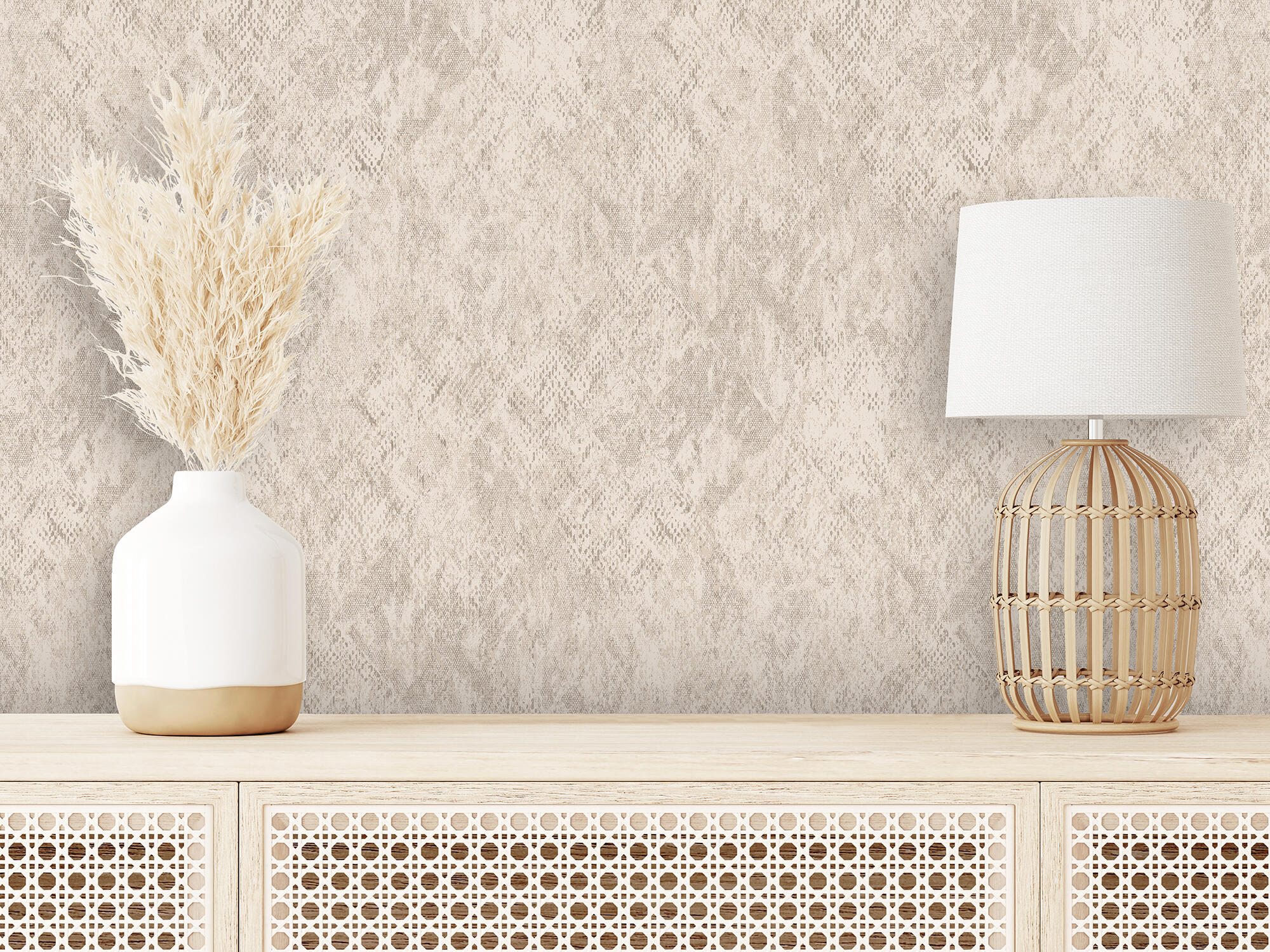 Tissu Fausse Cuir Éco Python Beige Clair - Vendu Au 1/2 Mètre - 1,40m Large