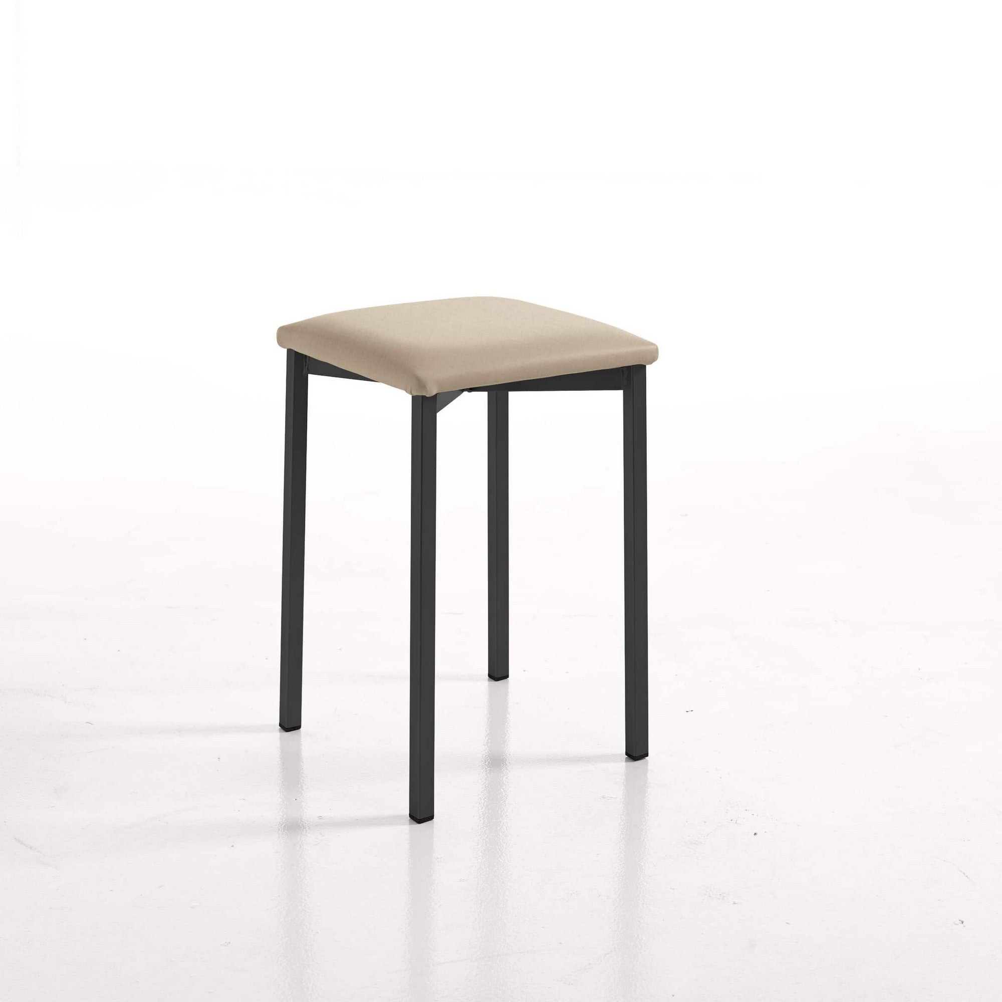 Taburete kelsa beige de textil y base de metal
