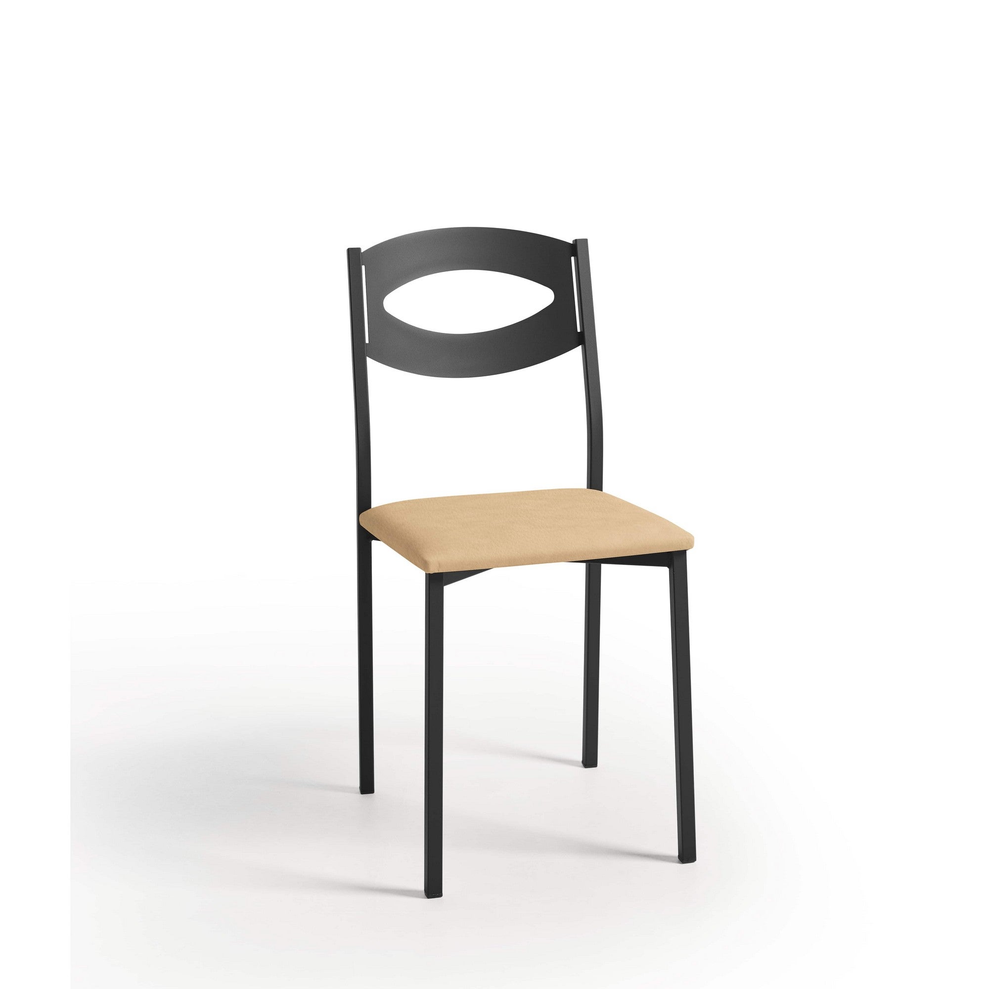 Silla de cocina oca de metal negra, beige 38x89x40cm