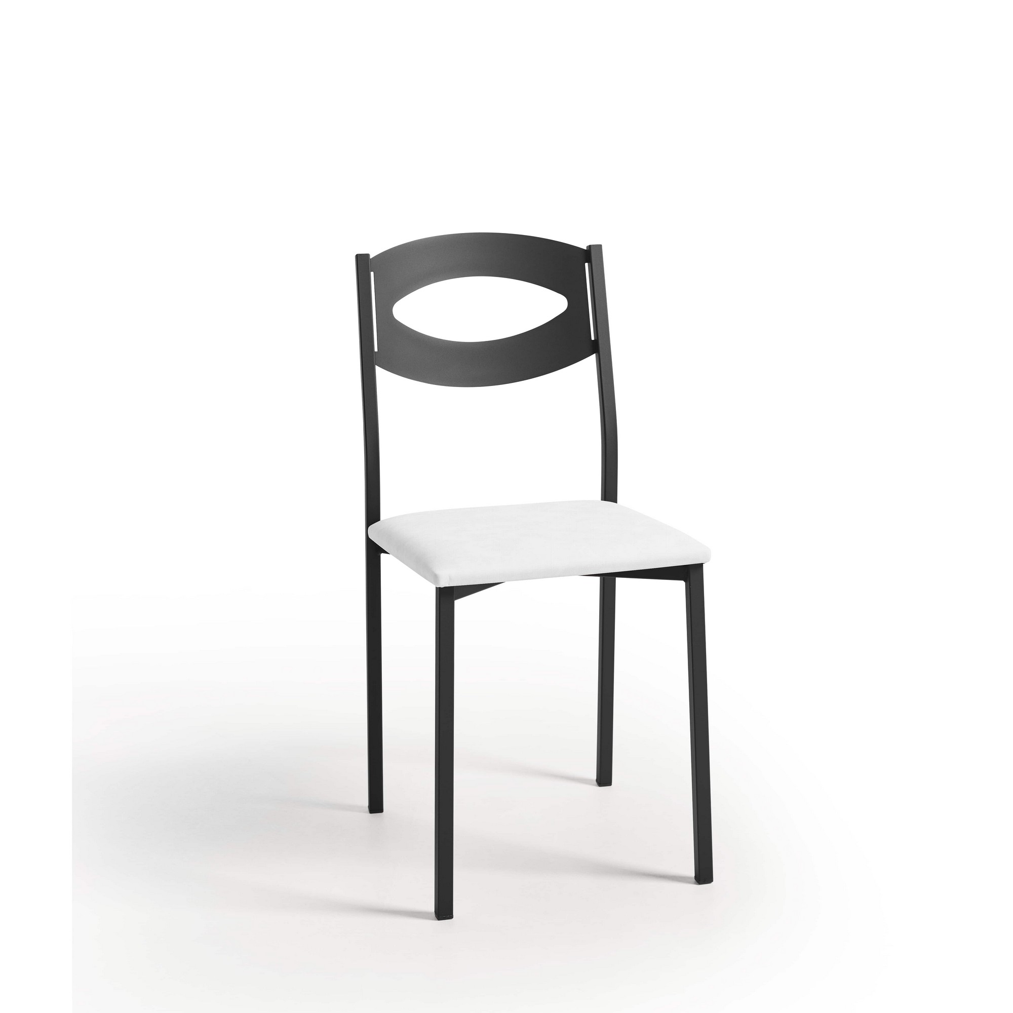 Silla de cocina oca de metal negra, blanca 38x89x40cm
