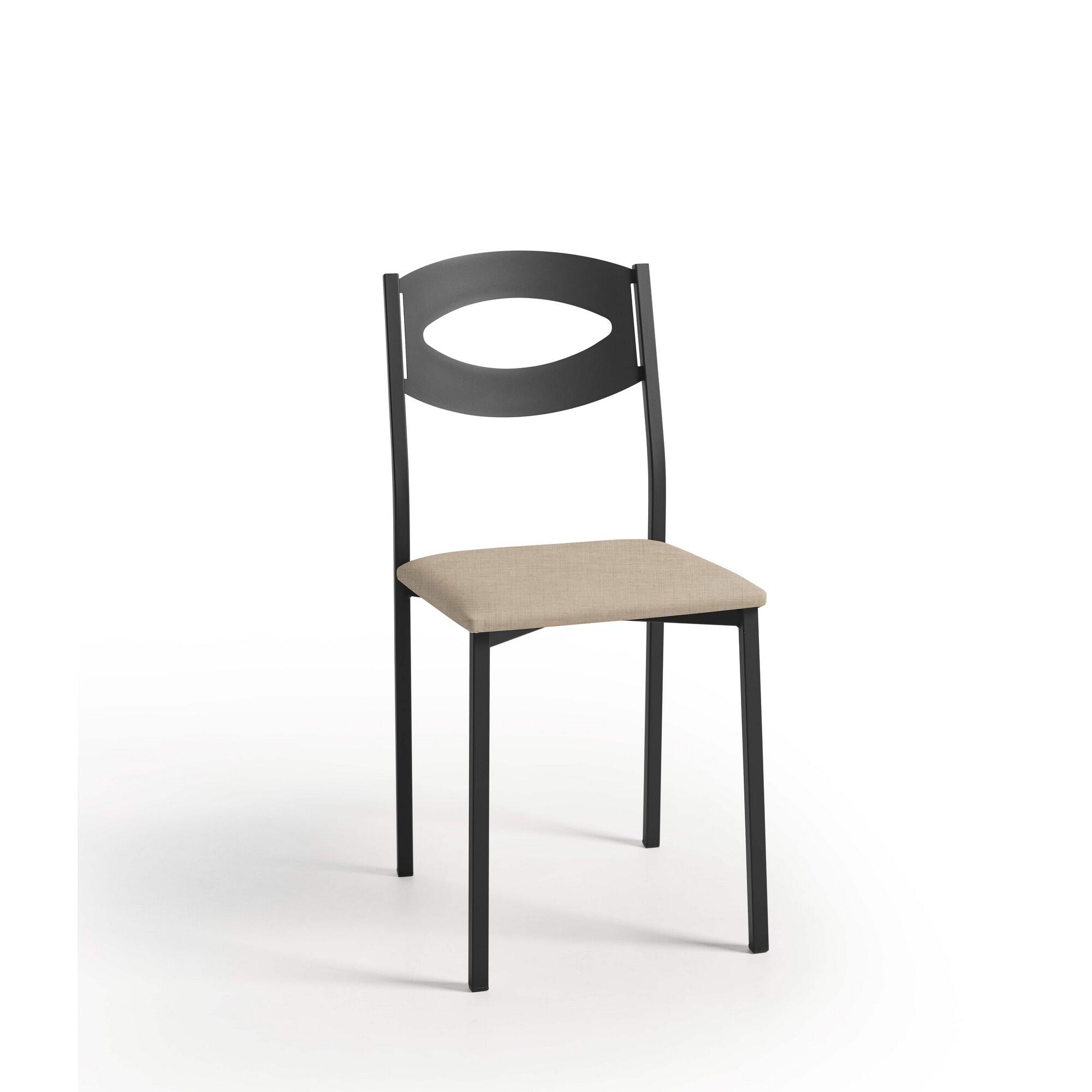 Silla de cocina oca de metal negra, beige 38x89x40cm