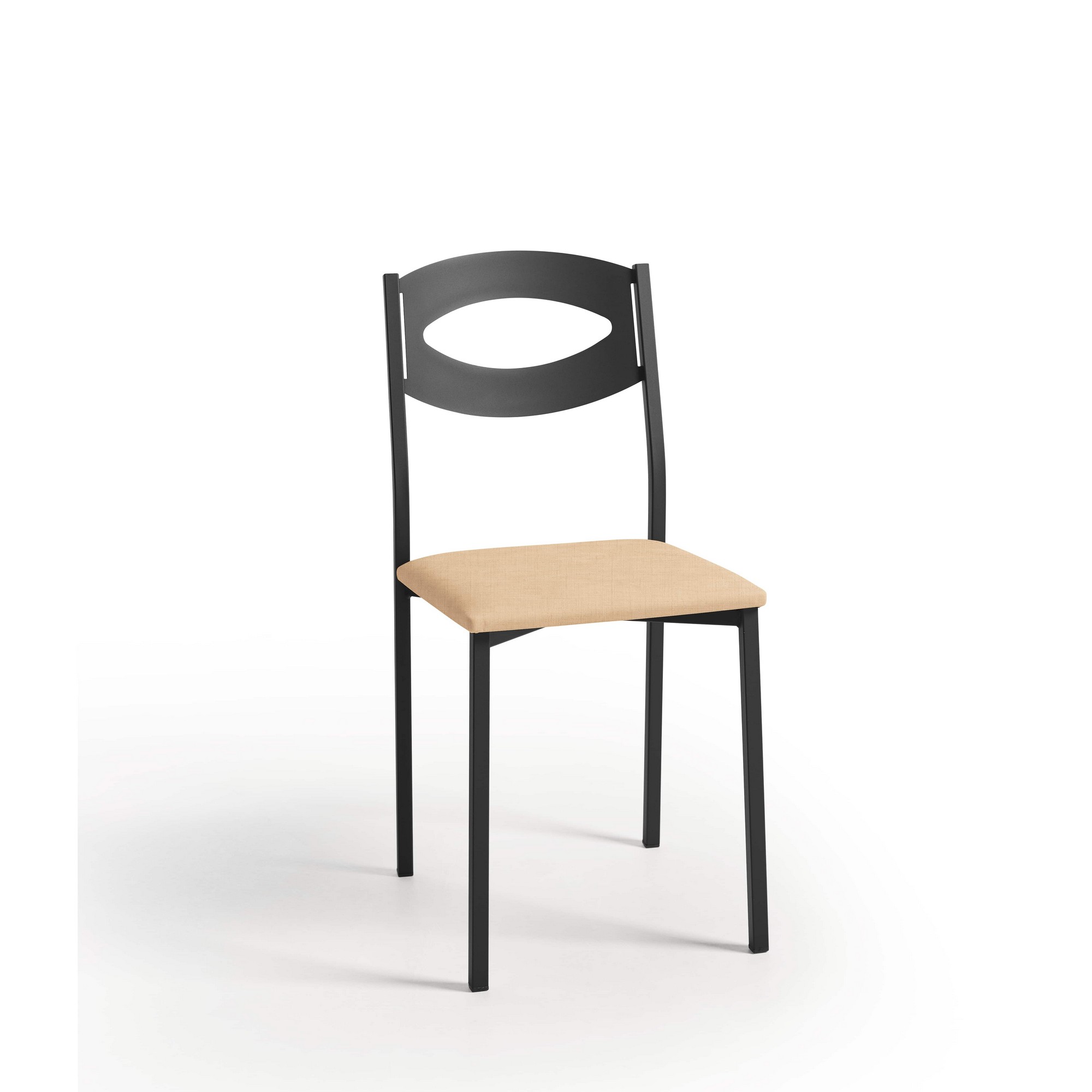 Silla de cocina oca de metal negra, beige 38x89x40cm