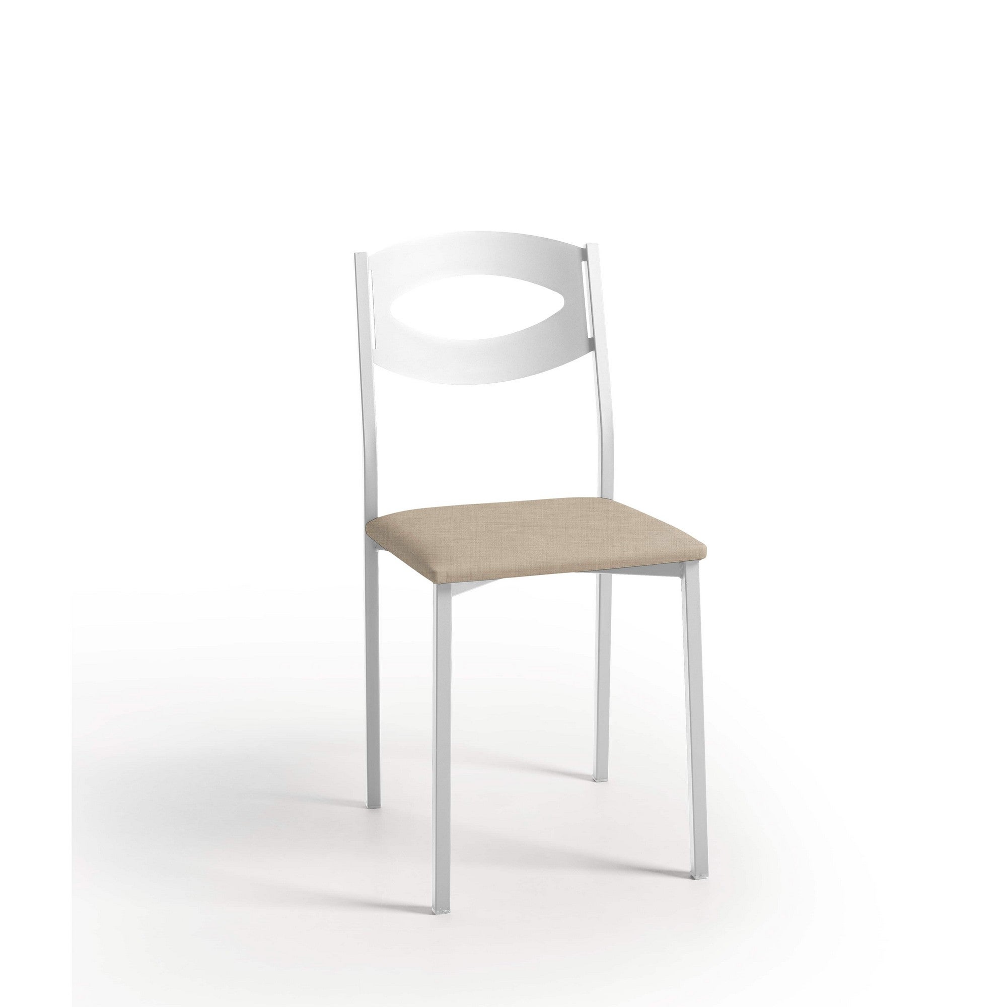 Silla de cocina oca armazón texturizado blanco, asiento michigan piedra