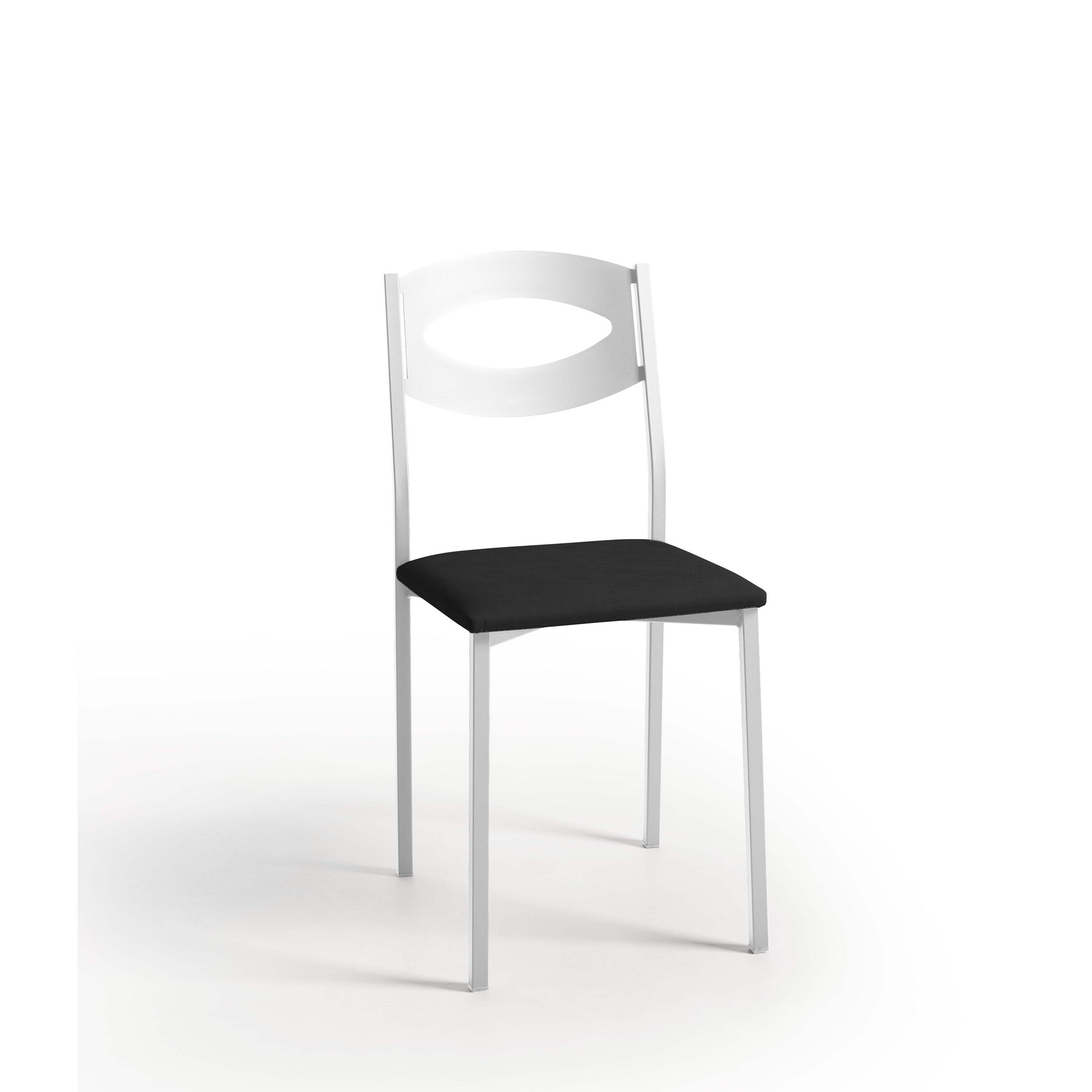 Silla de cocina oca armazón texturizado blanco, asiento michigan negro