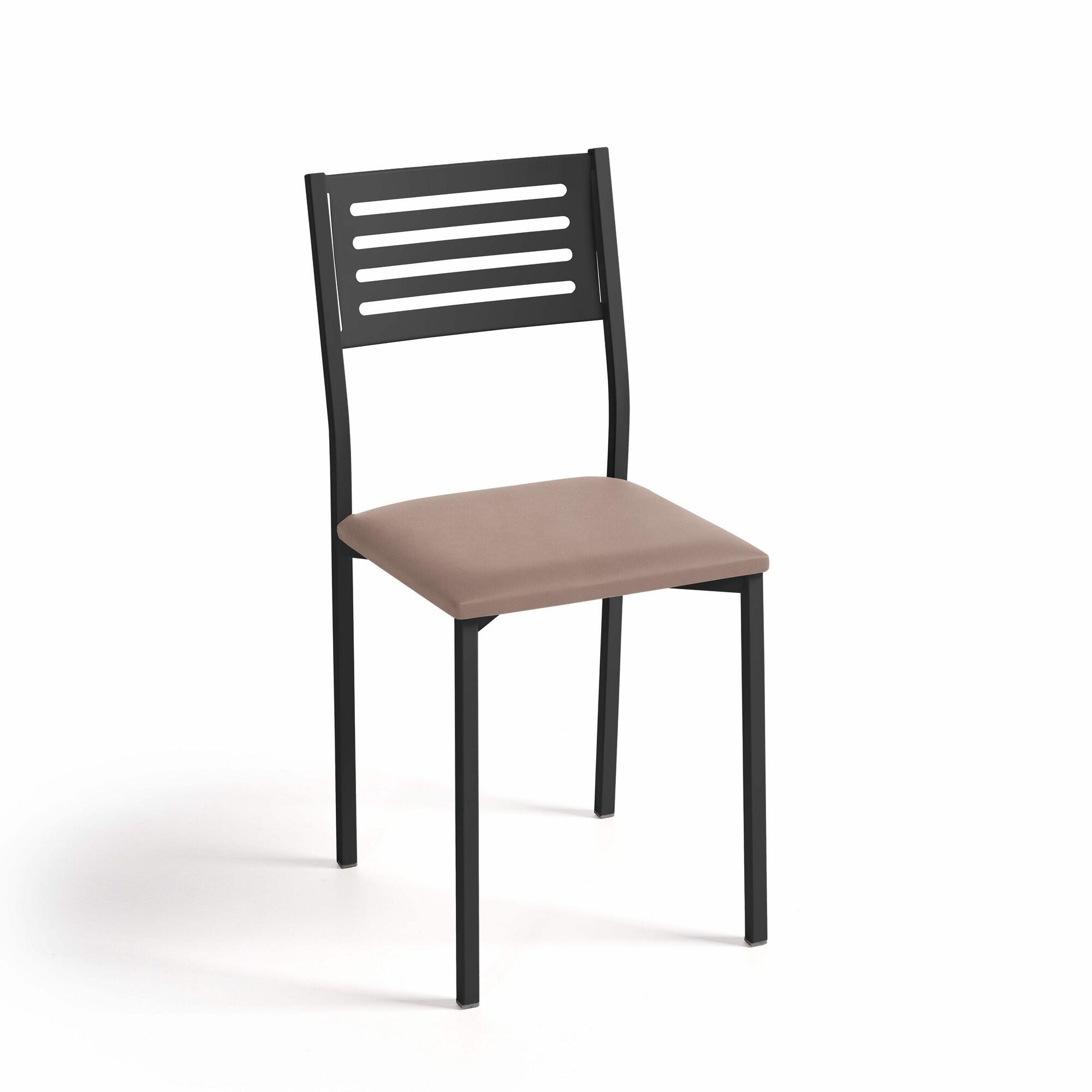 Silla de cocina kelsa de metal negra, marrón 38x86x40cm