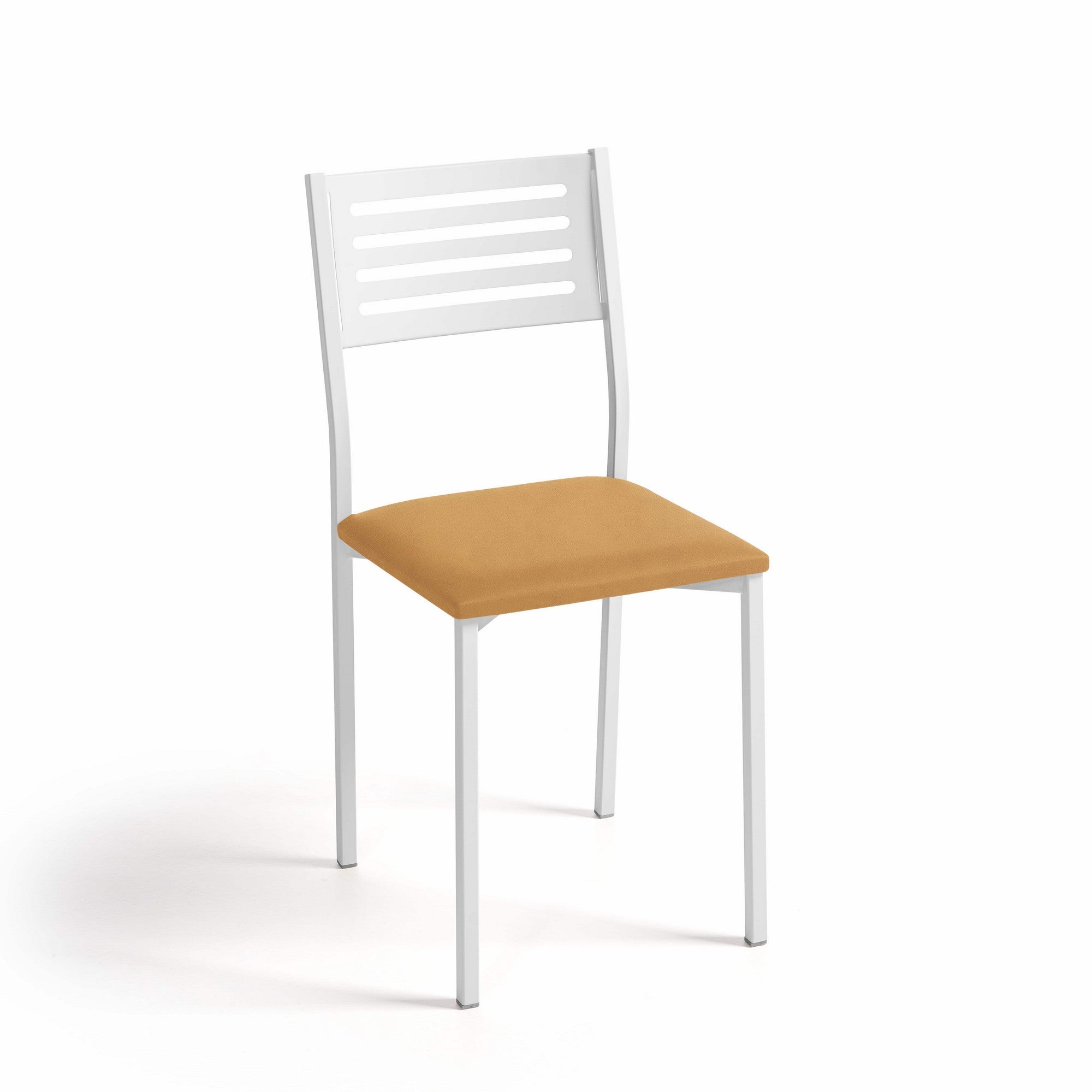 Silla de cocina kelsa de metal blanca, marrón 38x86x40cm