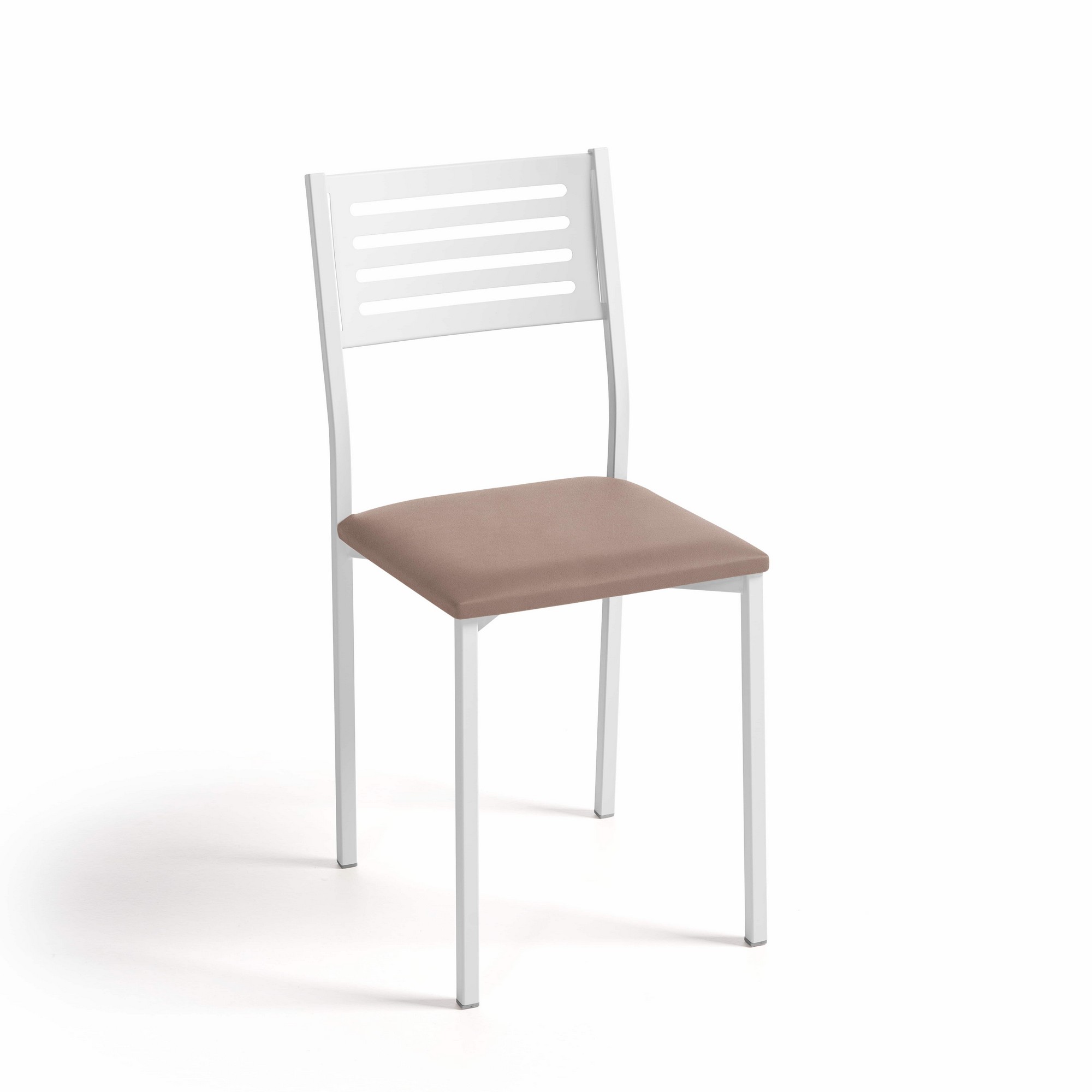 Silla de cocina kelsa de metal blanca, marrón 38x86x40cm