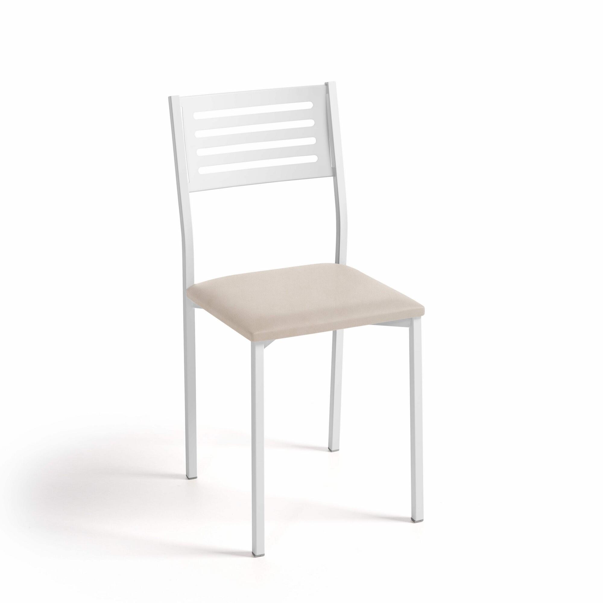Silla de cocina kelsa de metal blanca, beige 38x86x40cm