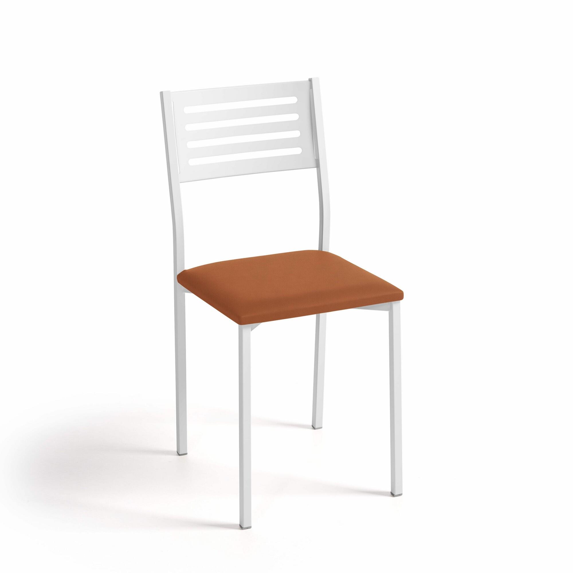Silla de cocina kelsa de metal blanca, marrón 38x86x40cm