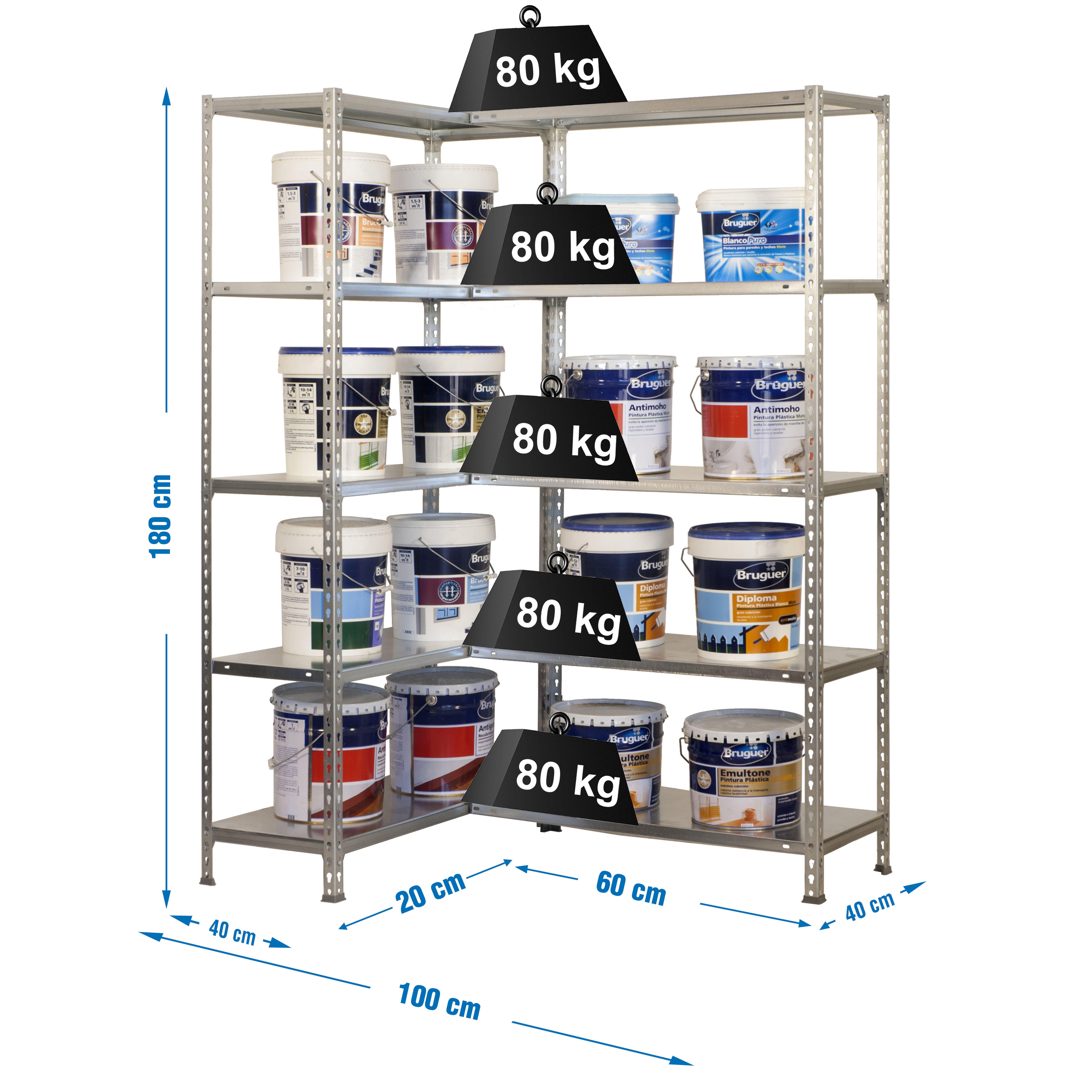 Estantería metálica en kit simonrack 180x100x40cm