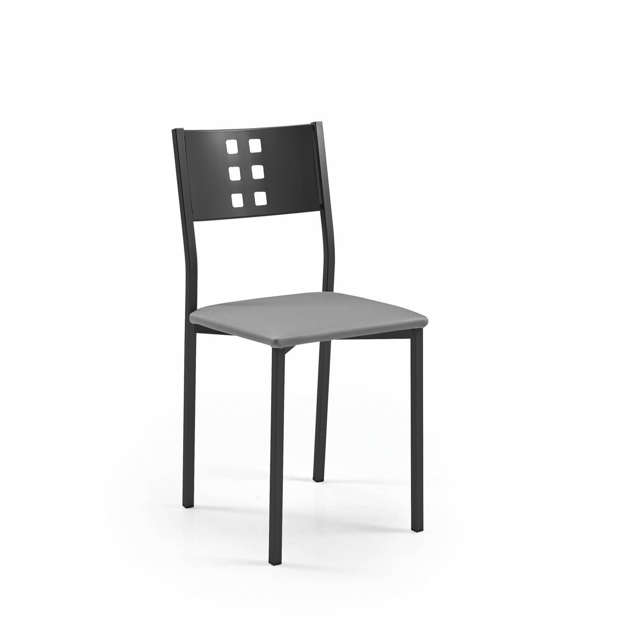 Silla de cocina fany de metal negra, gris 38x86x40cm