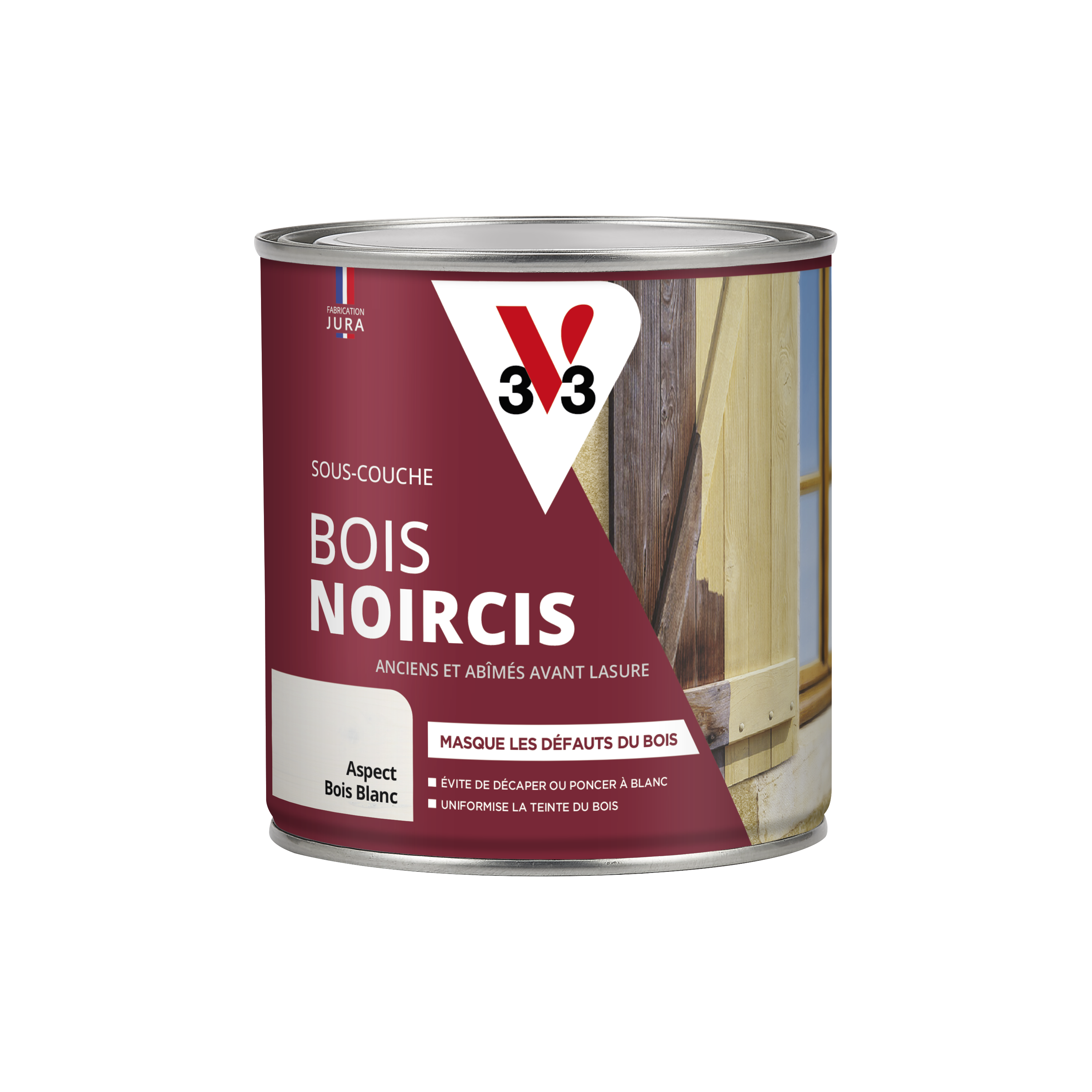 Préparation bois extérieur sous-couche bois noircis V33 aspect bois blanc 0,5L main image 0