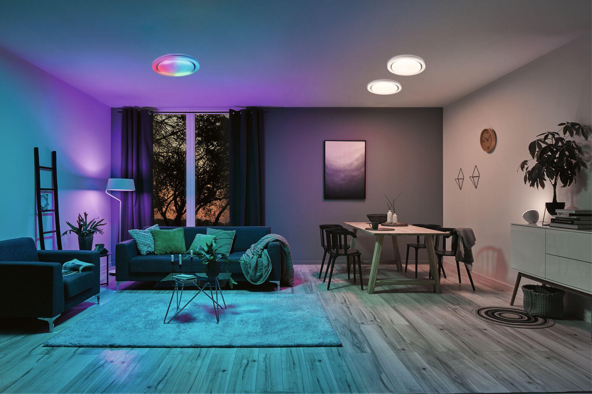 Plafonnier, plastique blanc led intégrée RGB, D.48.5 cm EntertainLED PAULMANN - 6
