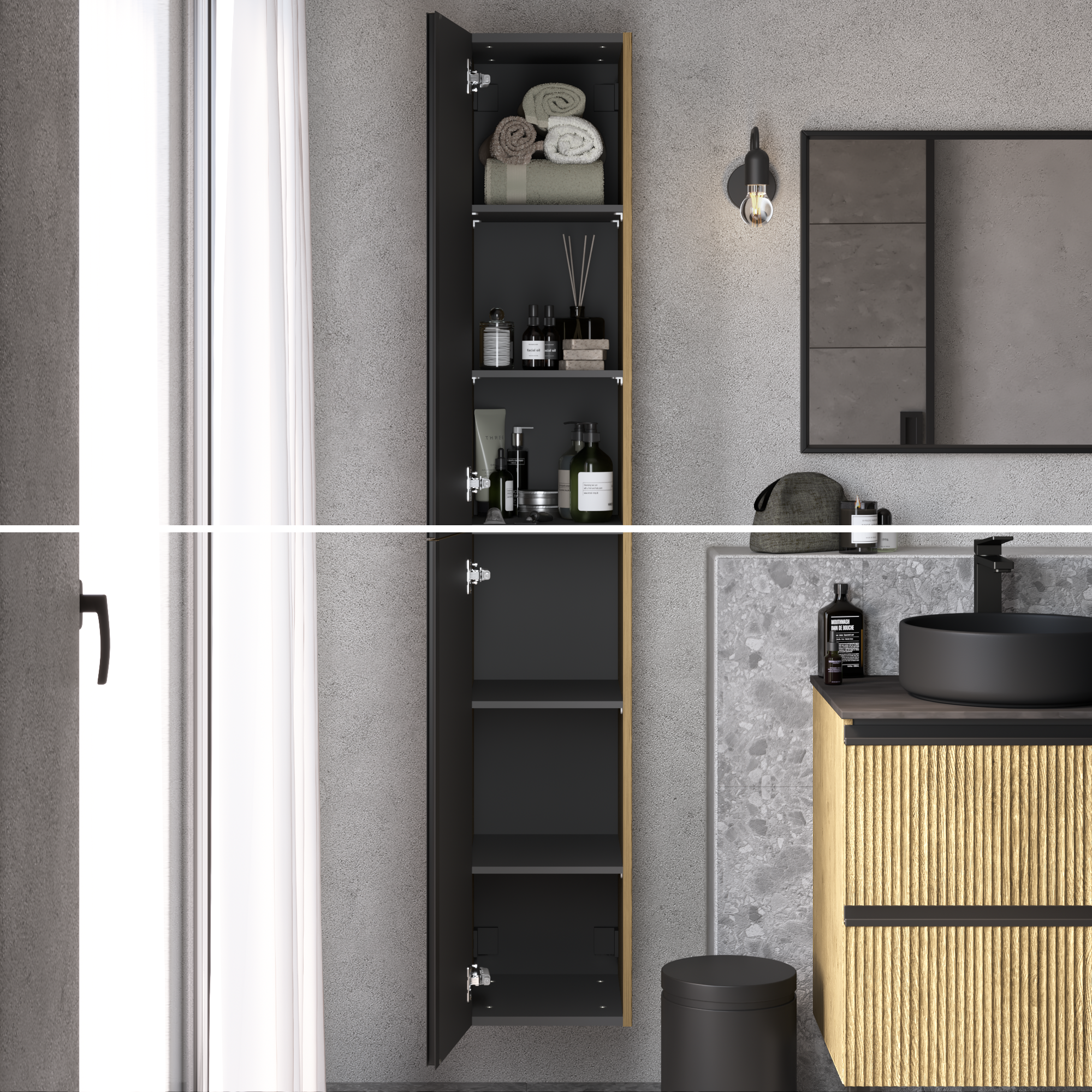 Móvel alto suspenso 30 x 35 173 cm carvalho ripado sensea studio - 12