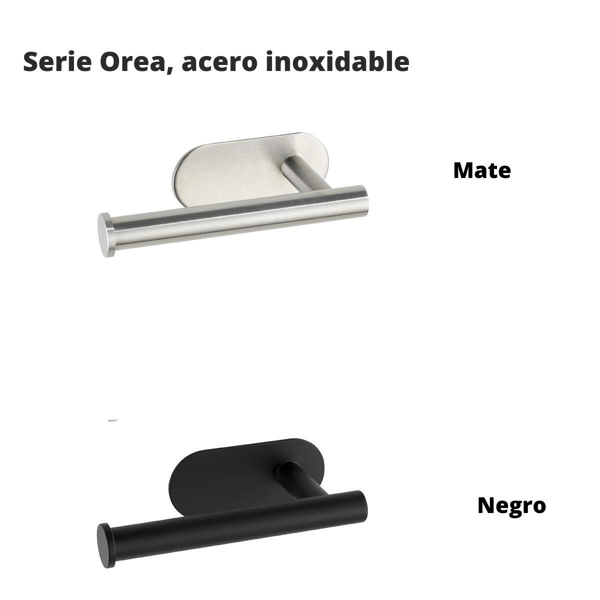 Portarrollos de papel higiénico Orea negro barnizado adhesivo - 9