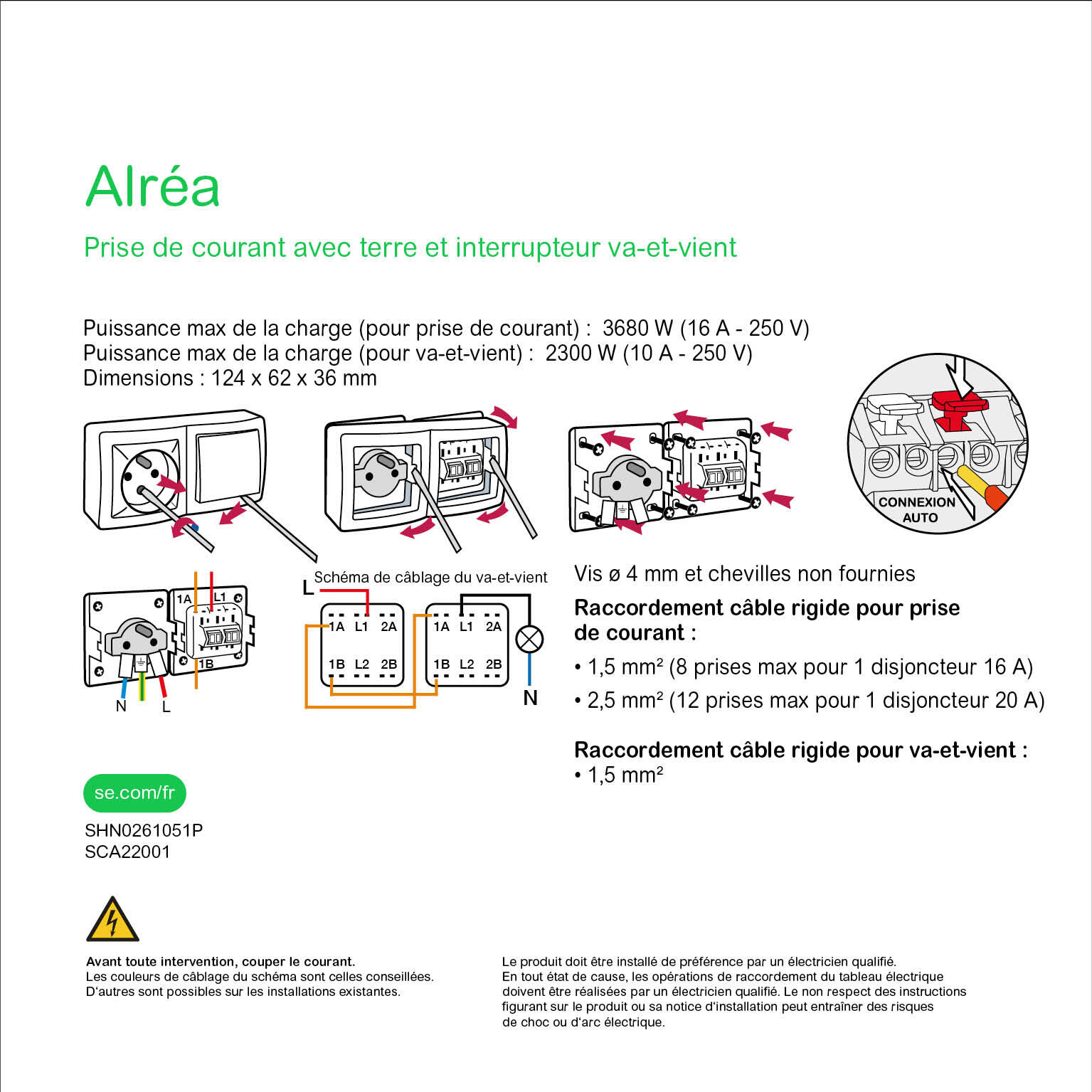 Interrupteur + prise saillie complet Alréa, SCHNEIDER ELECTRIC, blanc - 3