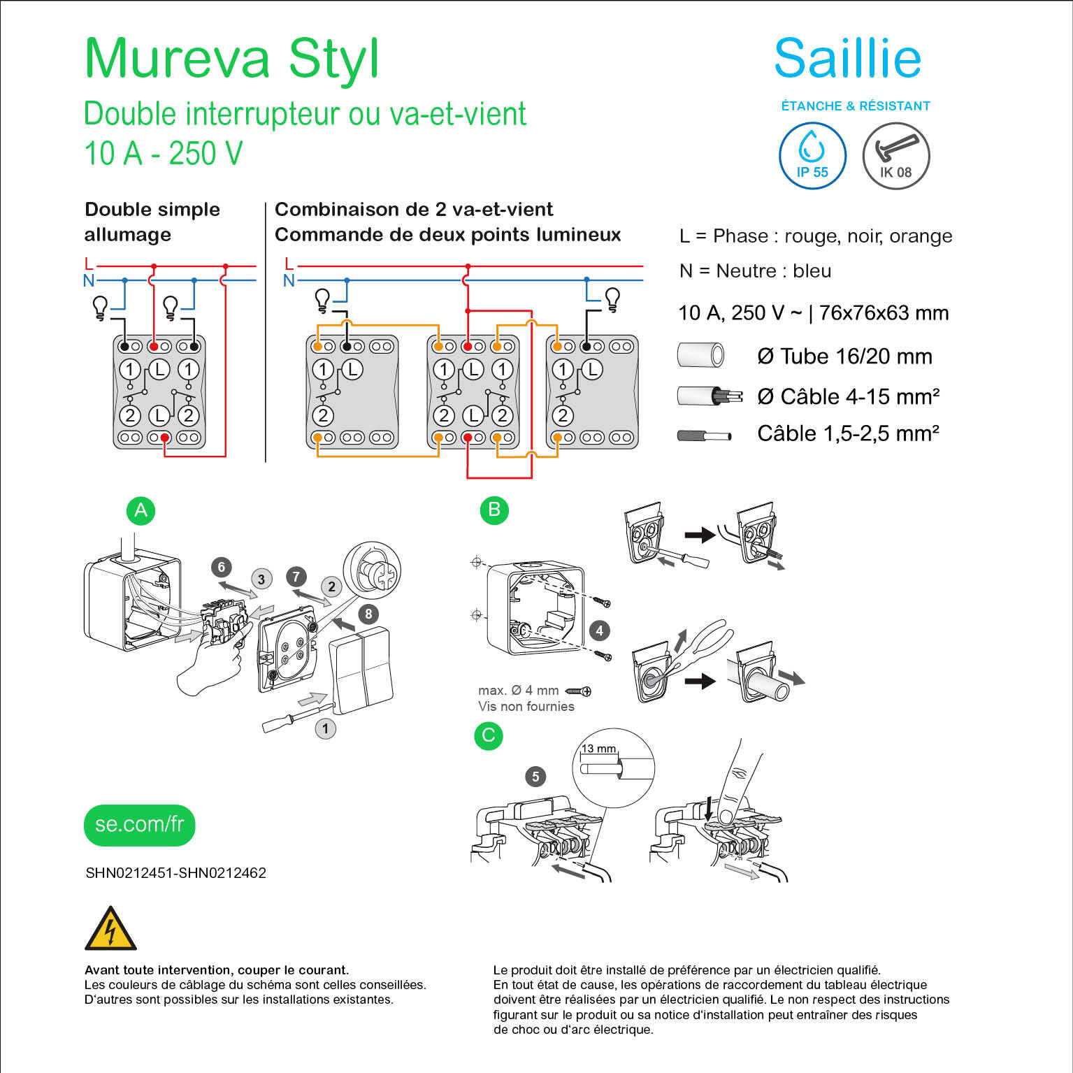 Double interrupteur saillie Mureva Styl SCHNEIDER ELECTRIC anthracite - 4