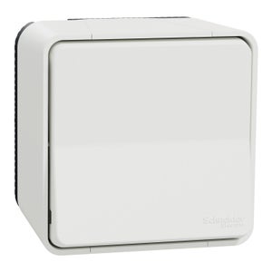 Poussoir étanche saillie complet Mureva Styl, SCHNEIDER ELECTRIC, blanc