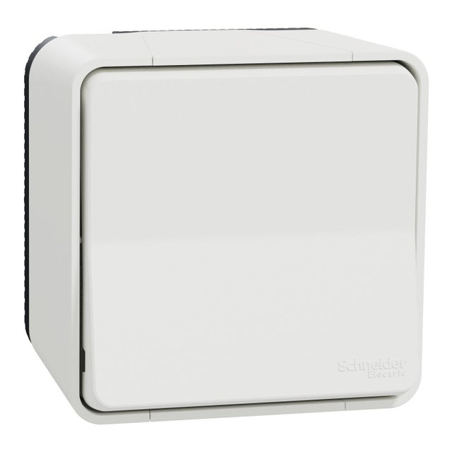 Poussoir étanche saillie complet Mureva Styl, SCHNEIDER ELECTRIC, blanc