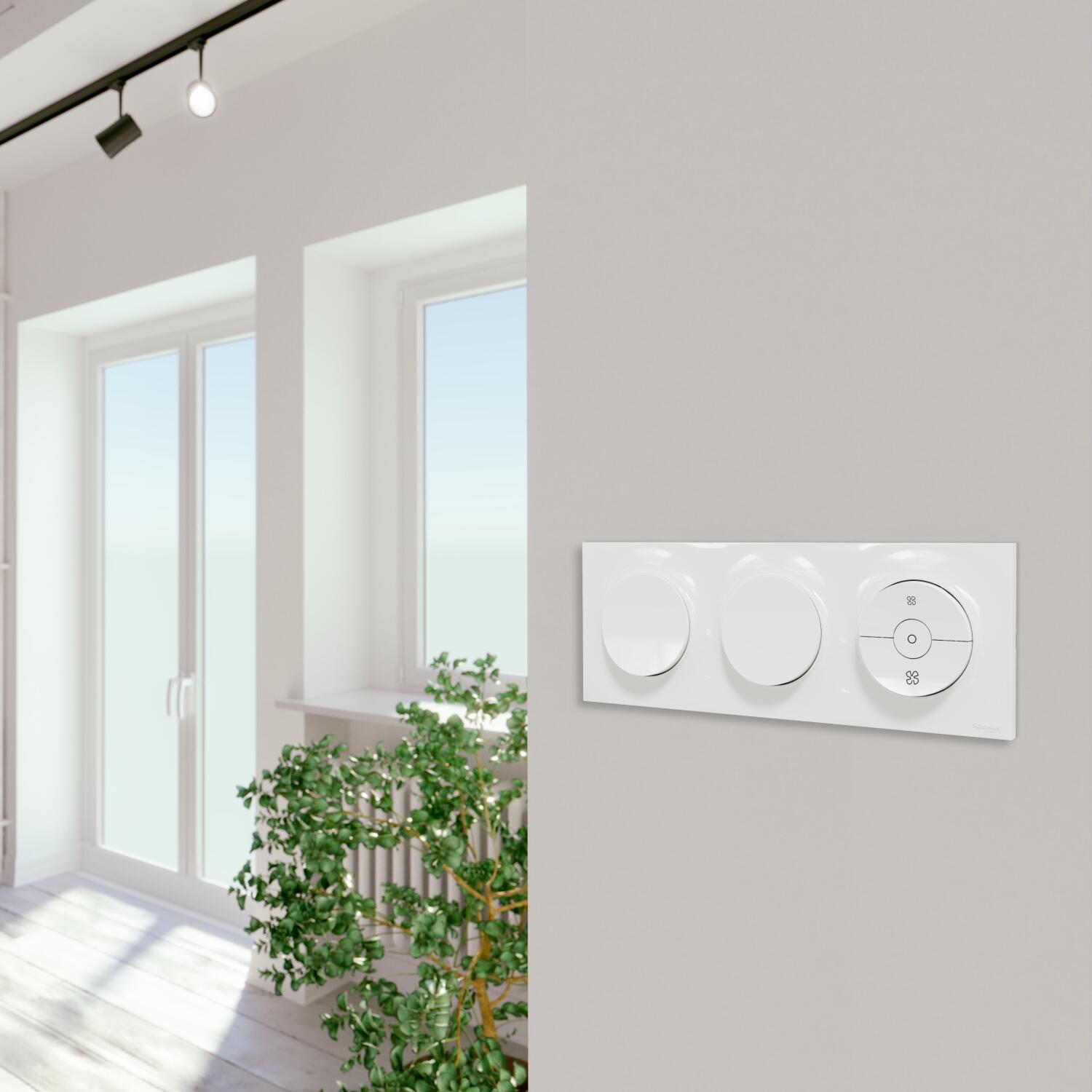 Plaque triple Odace Styl, SCHNEIDER ELECTRIC, blanc - 3