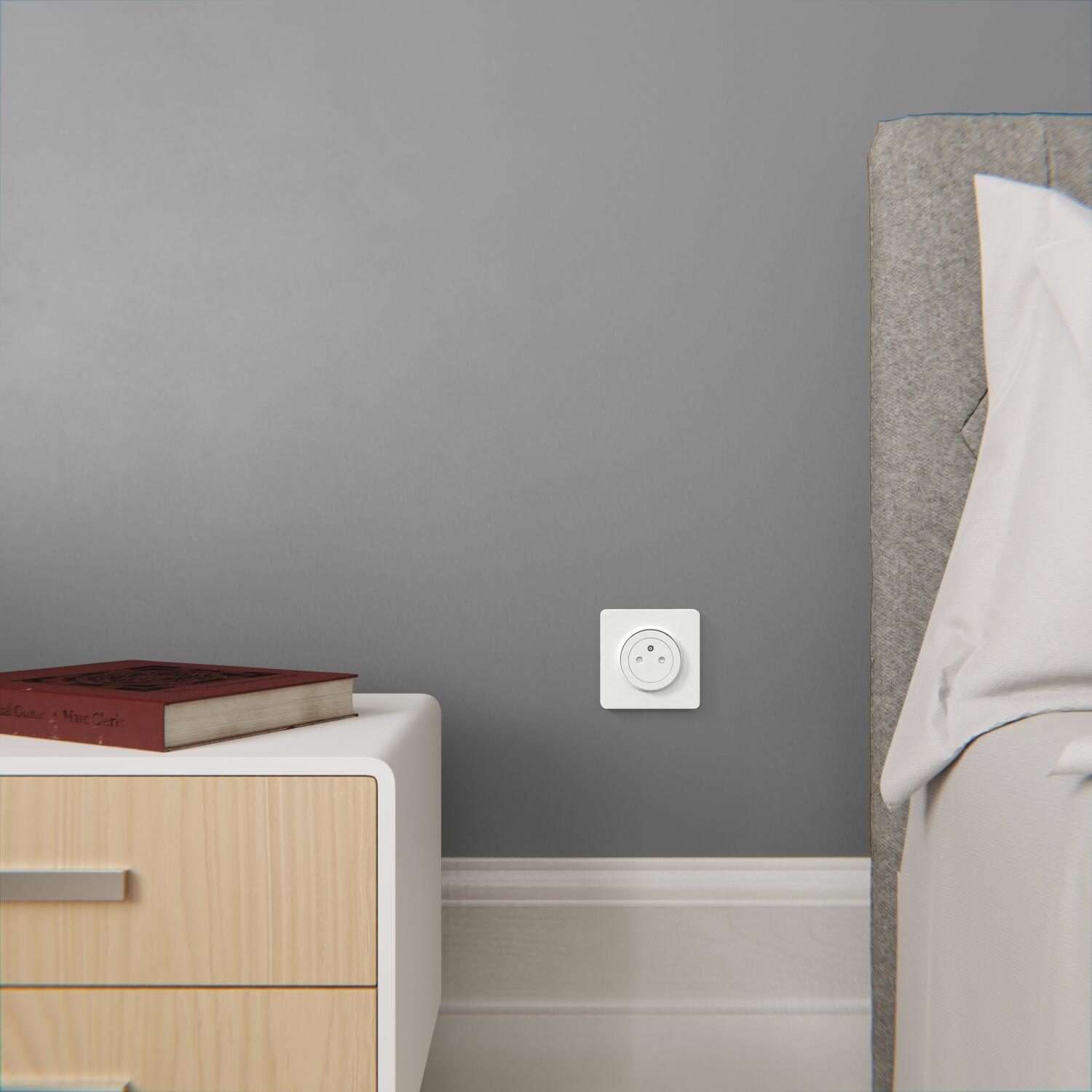 Plaque simple Odace Touch, SCHNEIDER ELECTRIC, blanc liseré blanc - 3