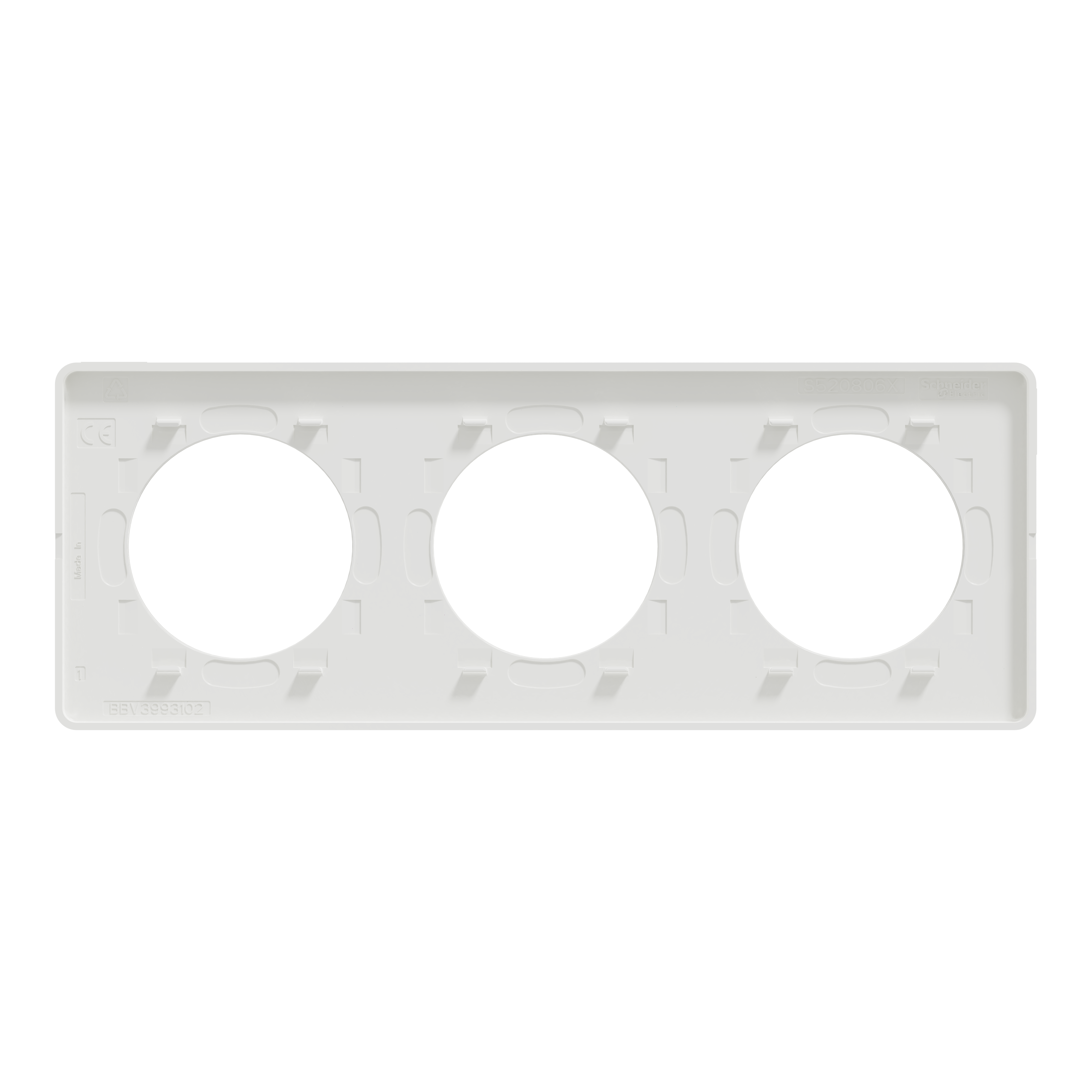 Plaque triple Odace Touch, SCHNEIDER ELECTRIC, blanc liseré blanc - 2