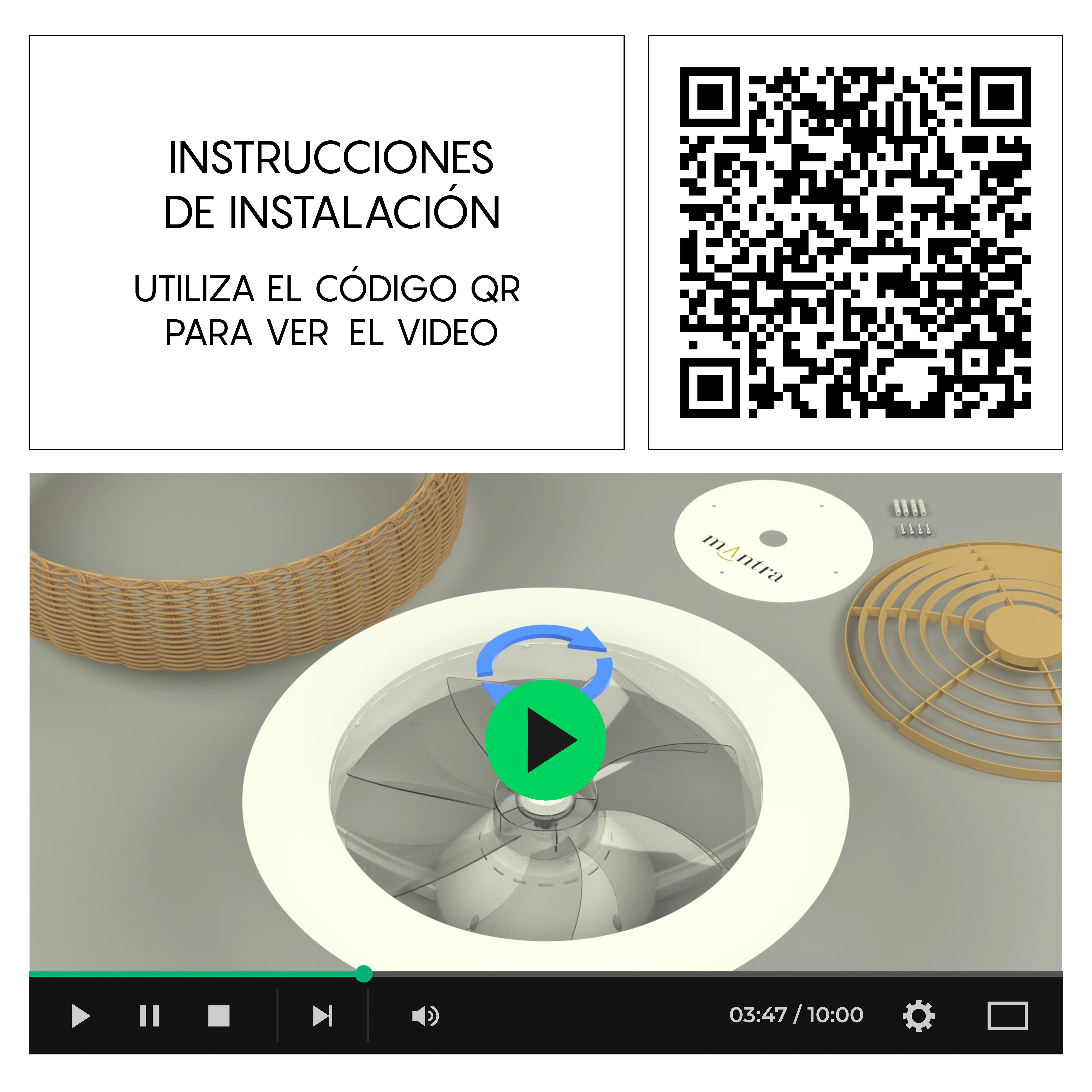 Ventoinha de teto com lâmpada 7 pás com comando 7700 Lm rattan Kilimanjaro Mantra
 - 12