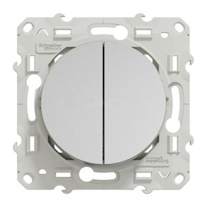 Interrupteur va-et-vient et poussoir Odace, SCHNEIDER ELECTRIC, aluminium
