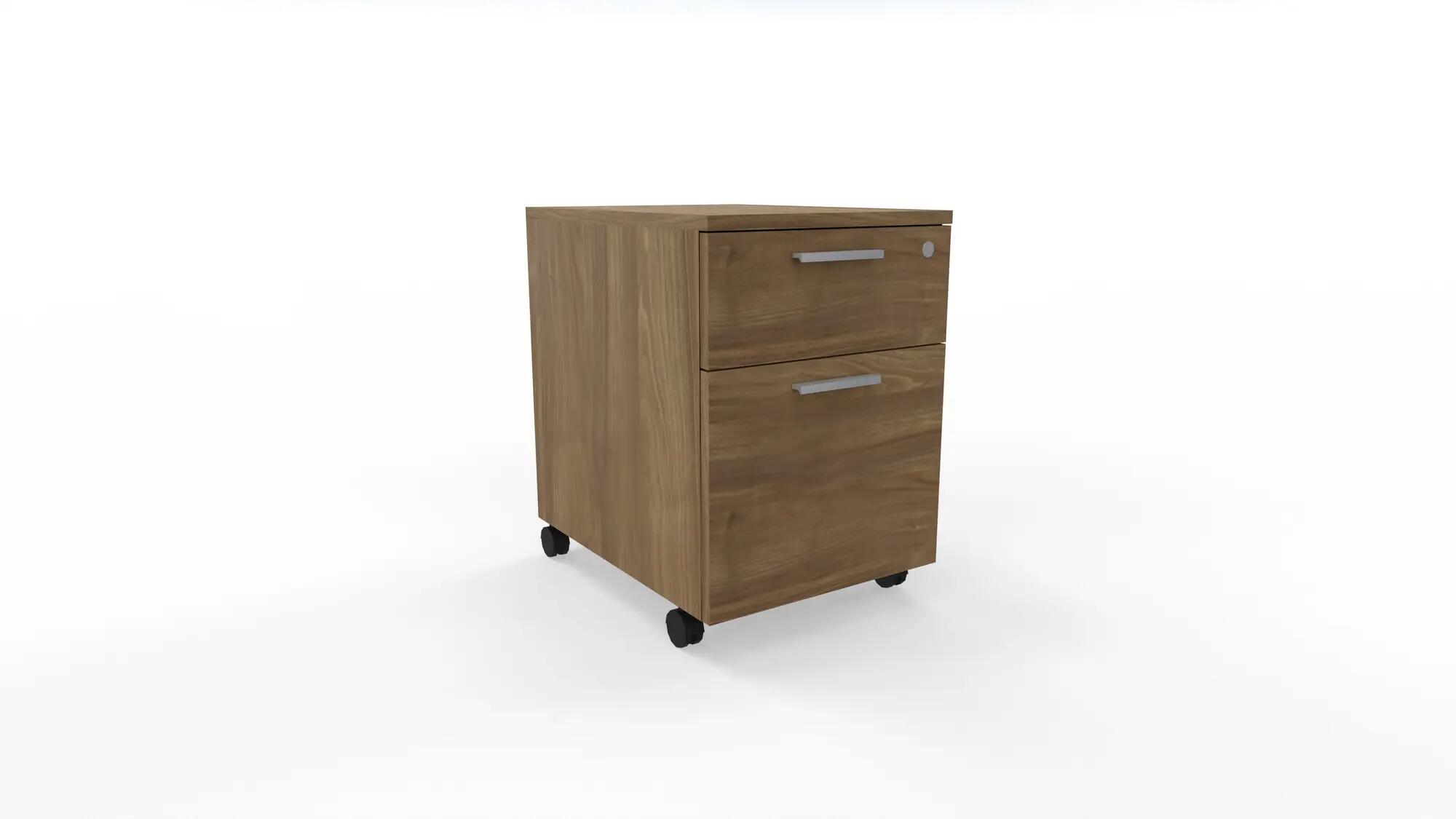 Cajonera 1 cajón + 1 archivador kubo nogal de 60x42x60cm