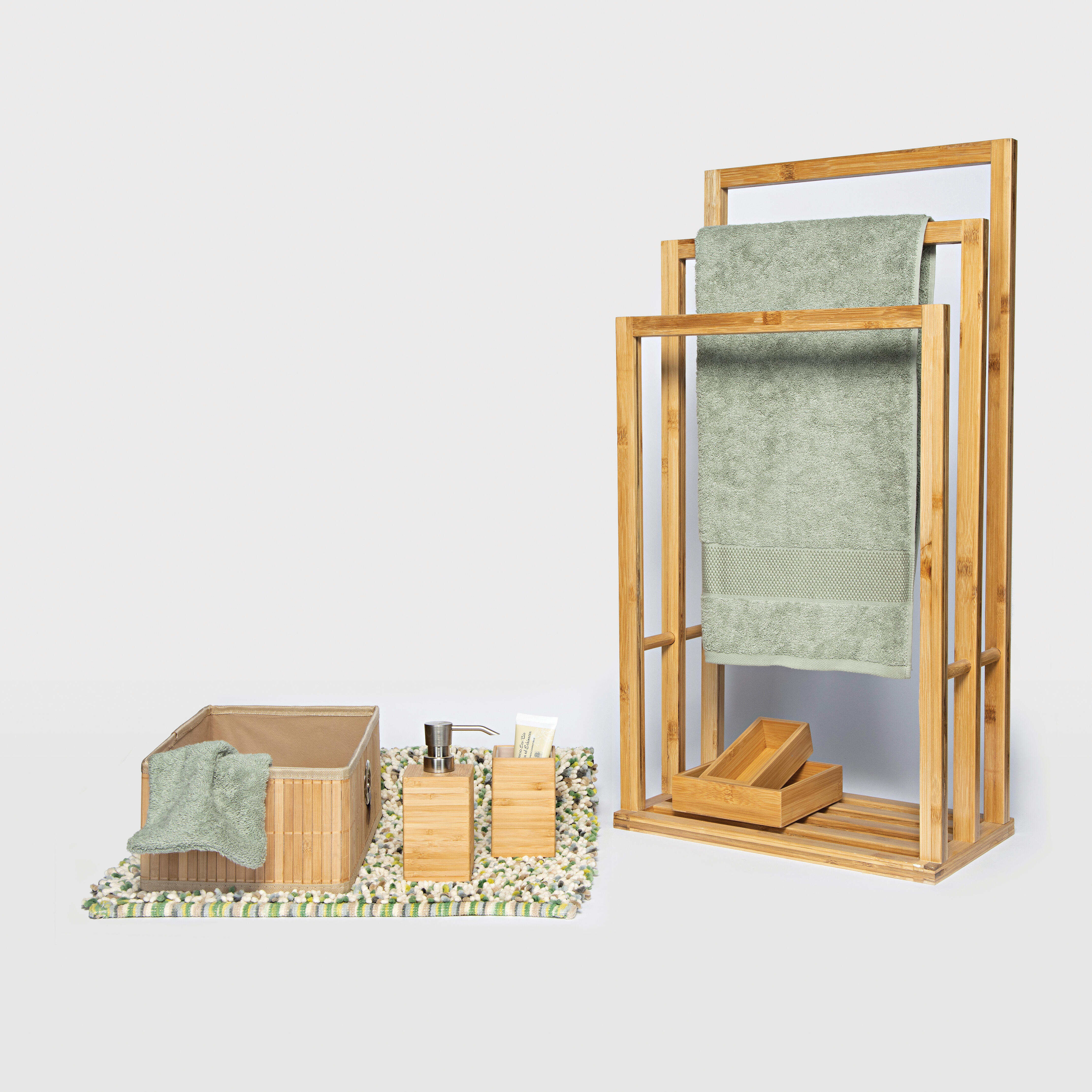 Bicchiere da bagno porta spazzolini Natural bamboo  L 7 x H 11 in bambù legno chiaro - 3