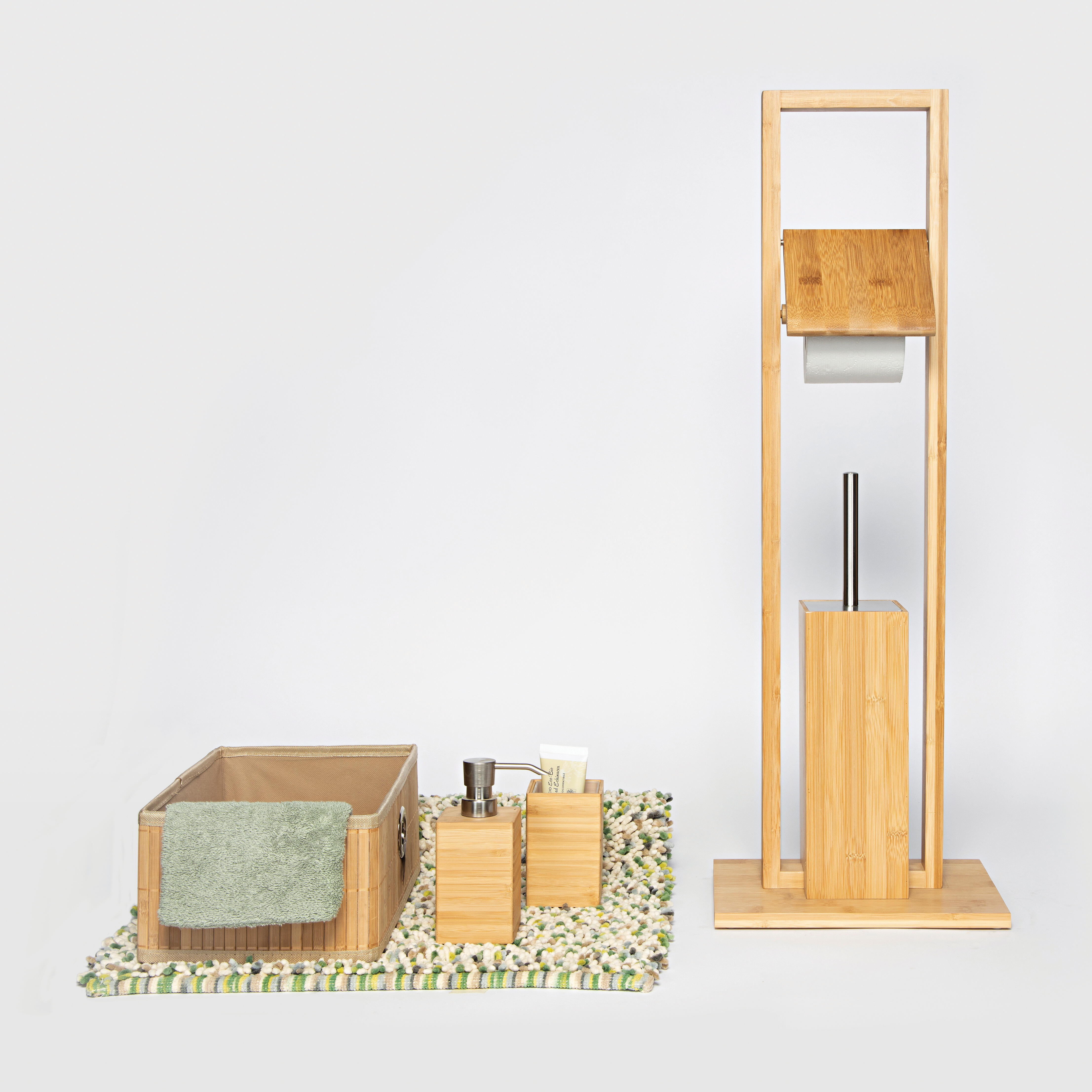 Bicchiere da bagno porta spazzolini Natural bamboo  L 7 x H 11 in bambù legno chiaro - 2